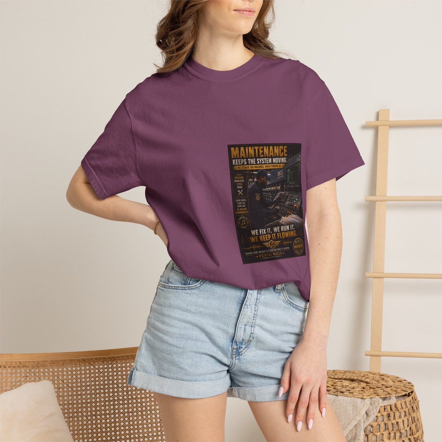 Postal Music — Maintenance Keeps the System Moving — Garment-Dyed T-Shirt