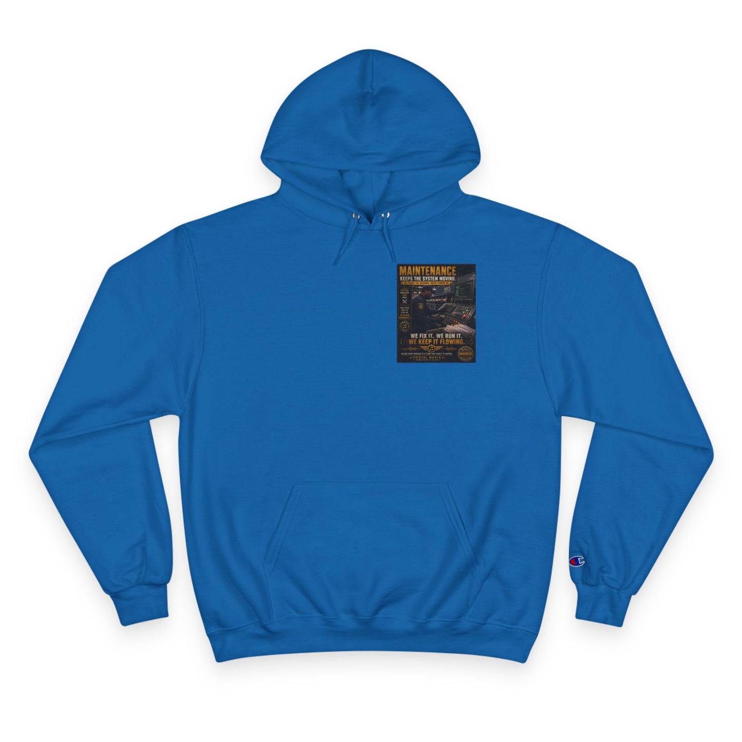 Postal Music — Maintenance Keeps the System Moving — Champion Premium Hoodie