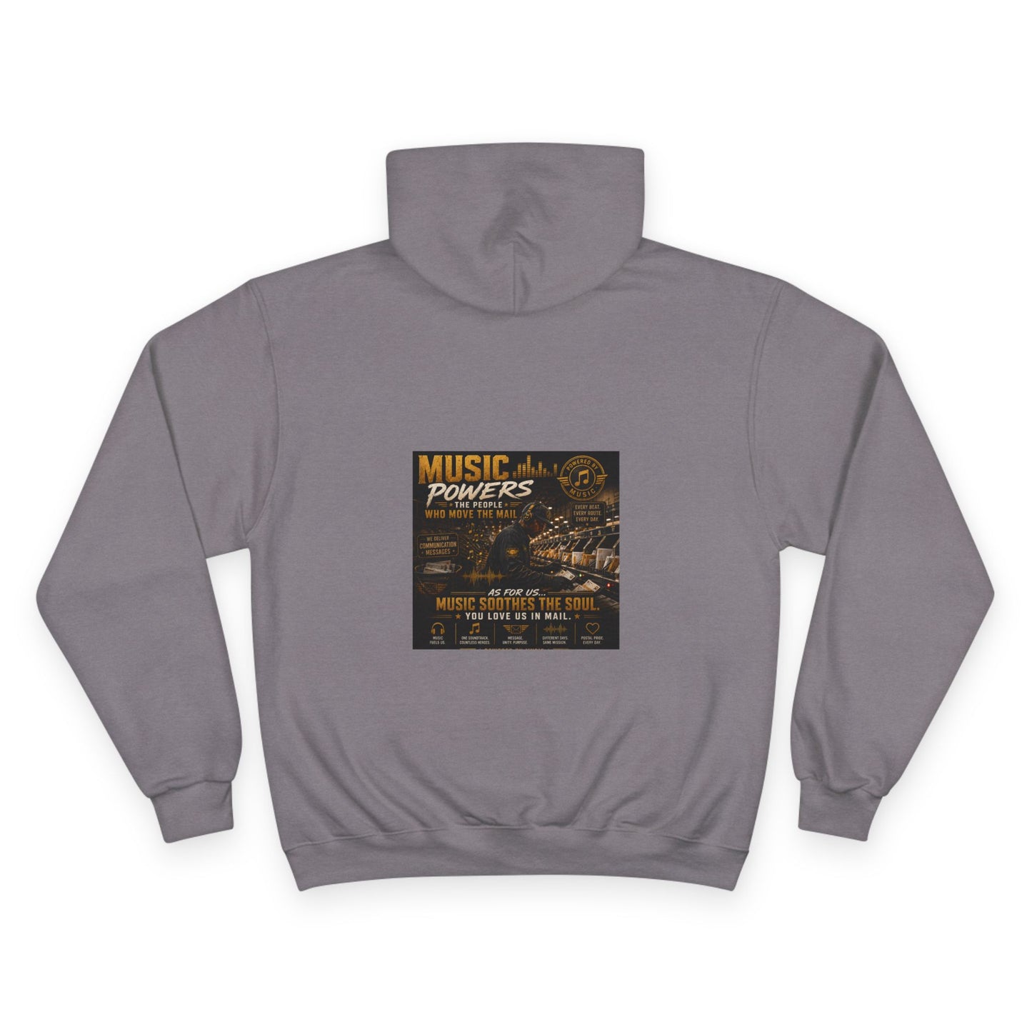 Postal Music — Music Powers the People — Champion Premium Hoodie