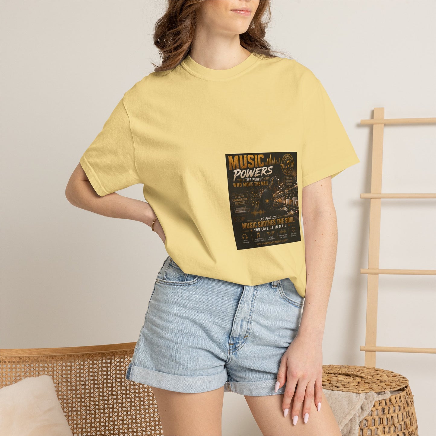 Postal Music — Music Powers the People — Garment-Dyed T-Shirt