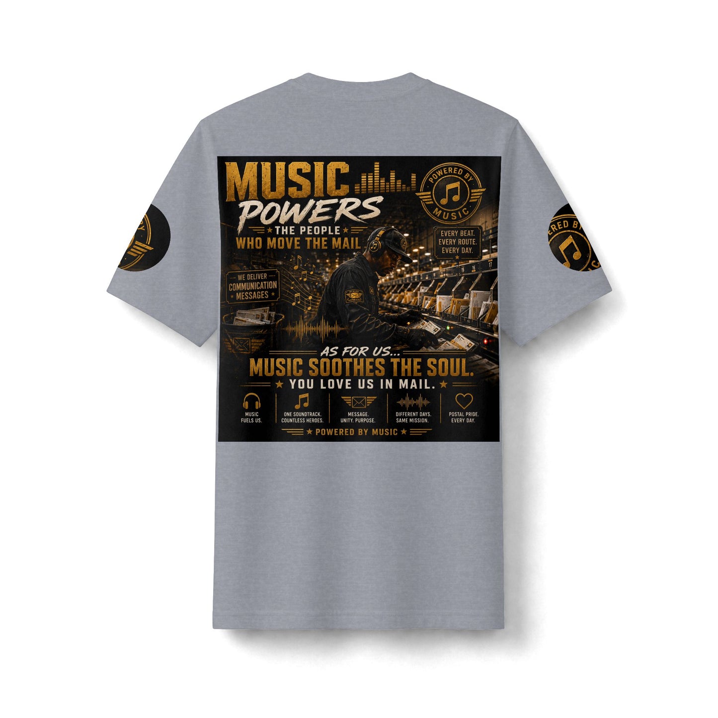 Postal Music — Music Powers the People — Heavyweight T-Shirt