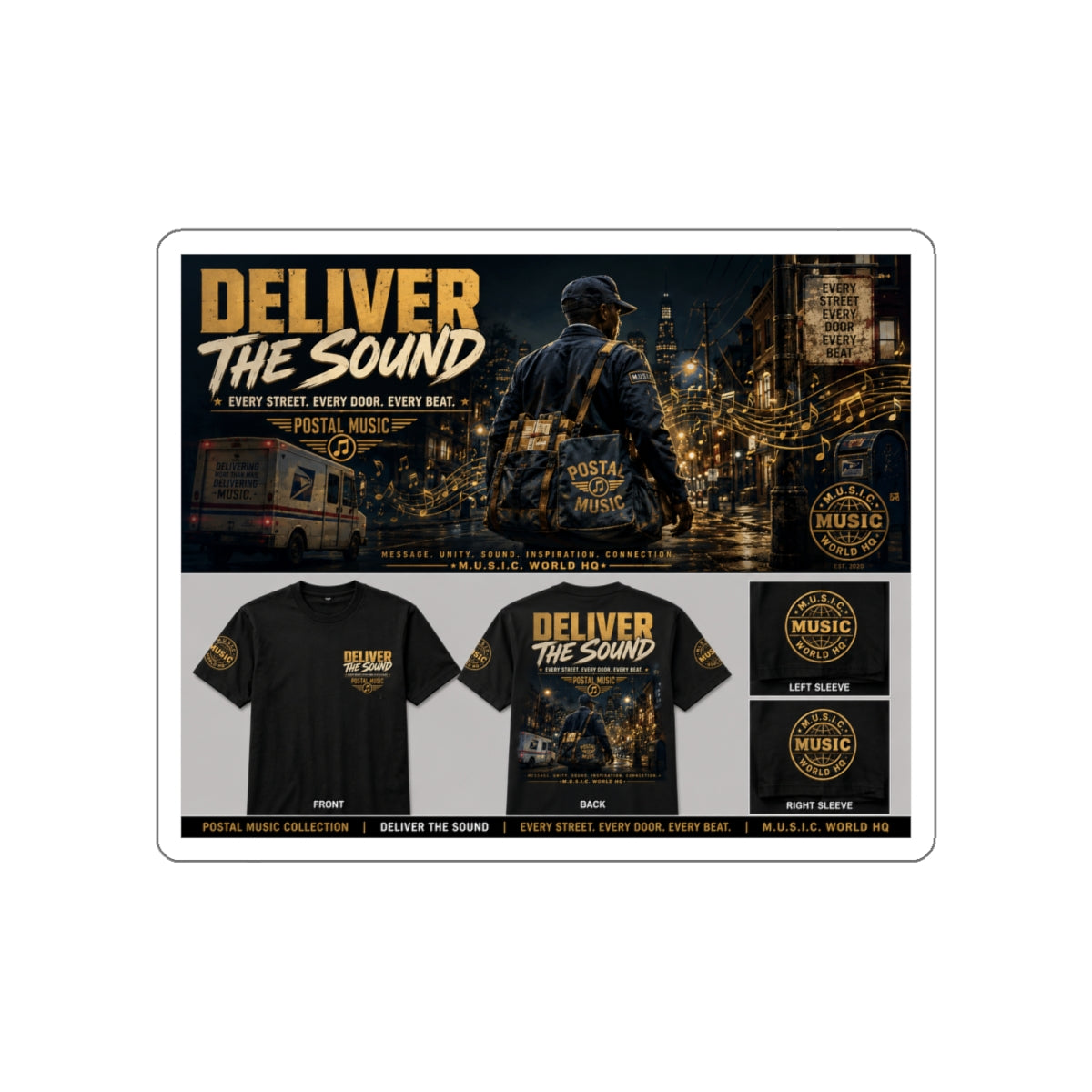 Postal Music — Deliver the Sound — Die-Cut Sticker