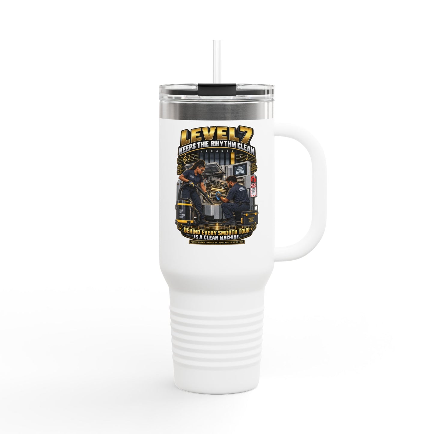 Postal Music - Level 7 Keeps the Rhythm Clean - Insulated Travel Tumbler 40oz