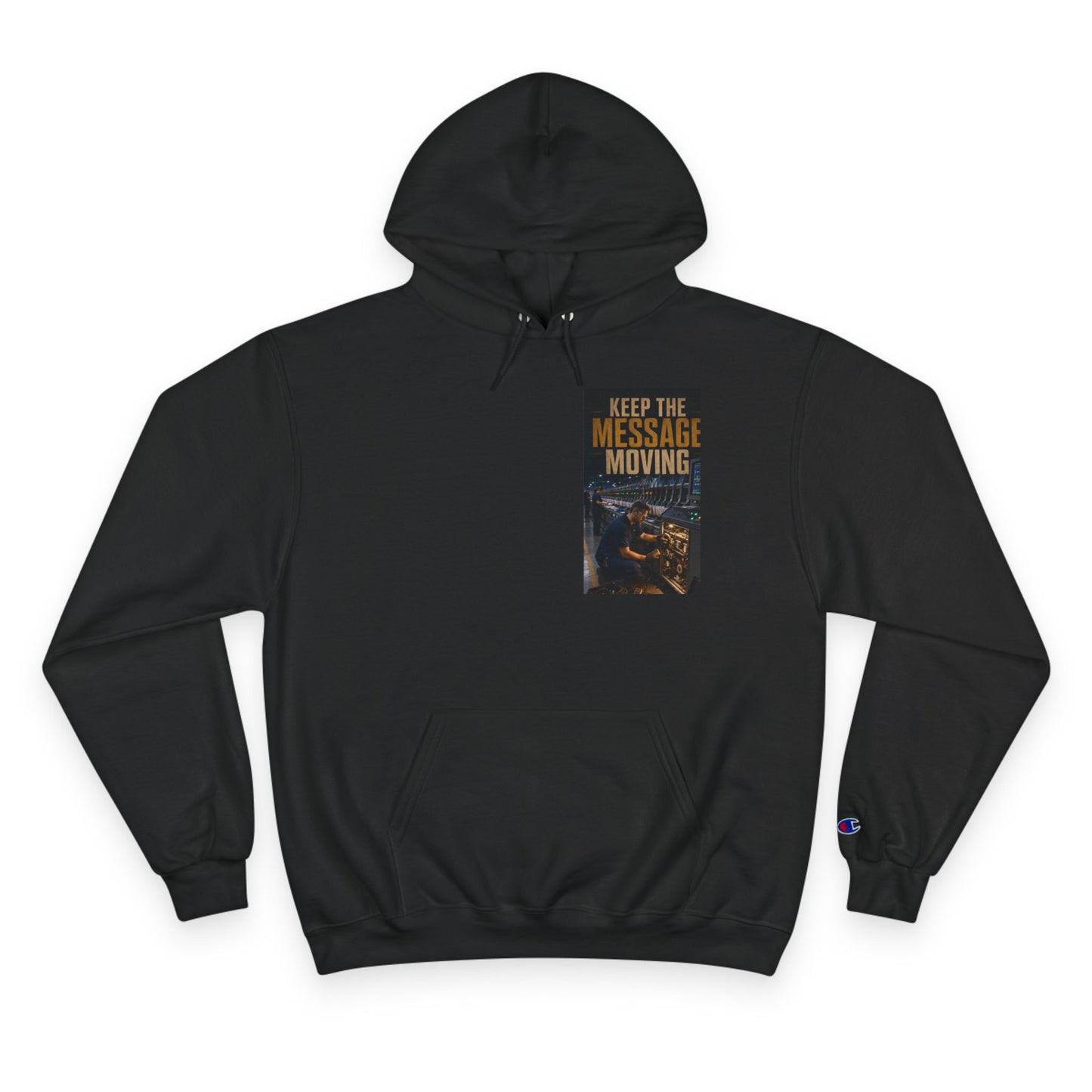 Postal Music — Keep the Message Moving — Champion Premium Hoodie