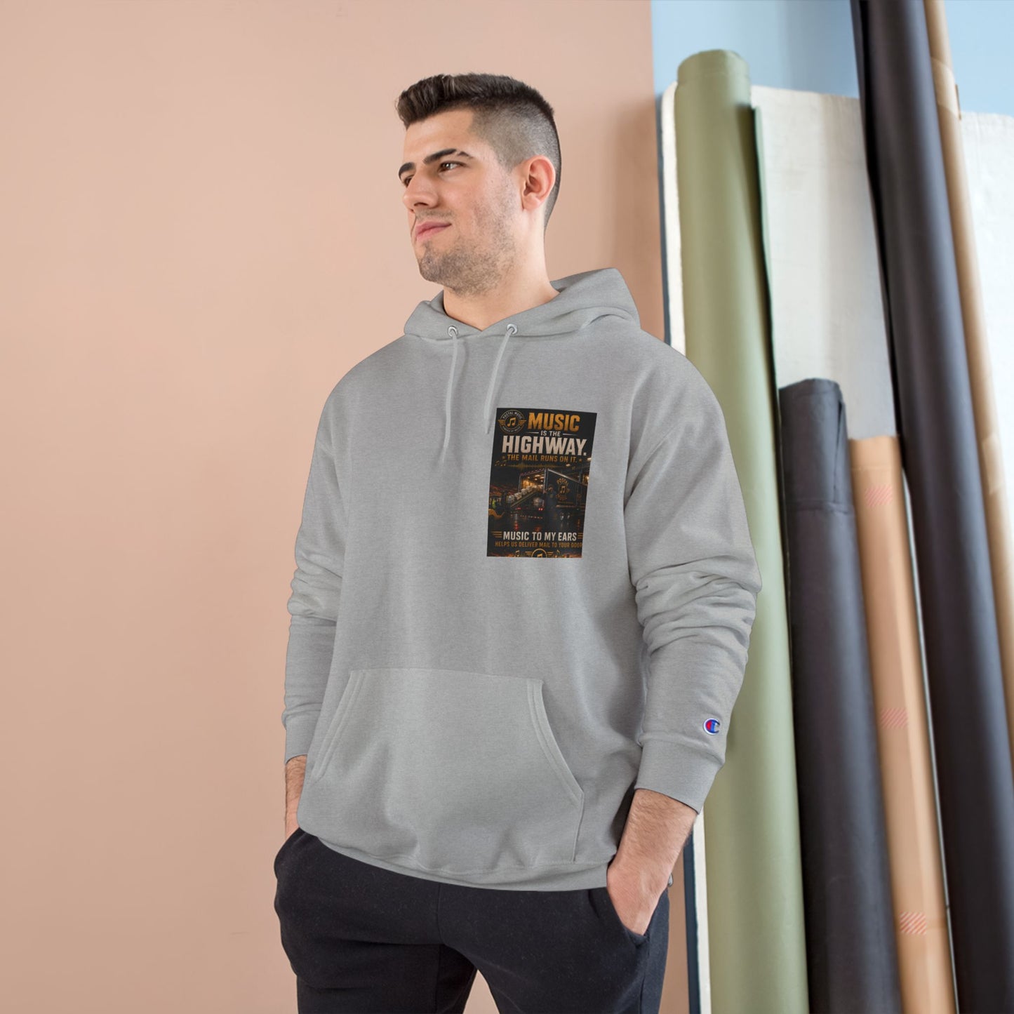 Postal Music — Music Is the Highway — Champion Premium Hoodie
