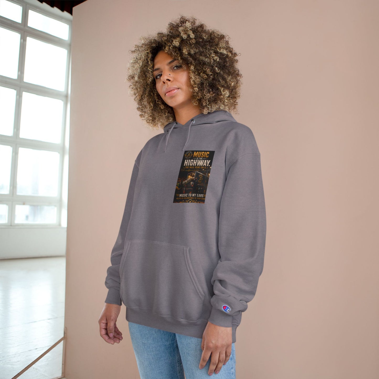 Postal Music — Music Is the Highway — Champion Premium Hoodie