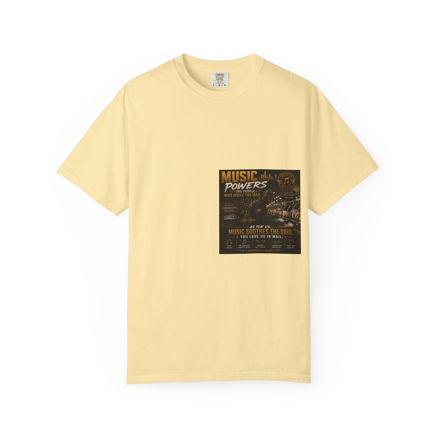 Postal Music — Music Powers the People — Garment-Dyed T-Shirt