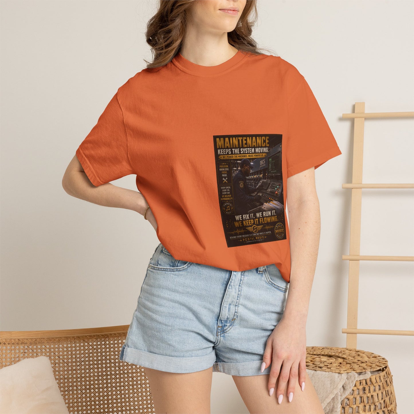 Postal Music — Maintenance Keeps the System Moving — Garment-Dyed T-Shirt