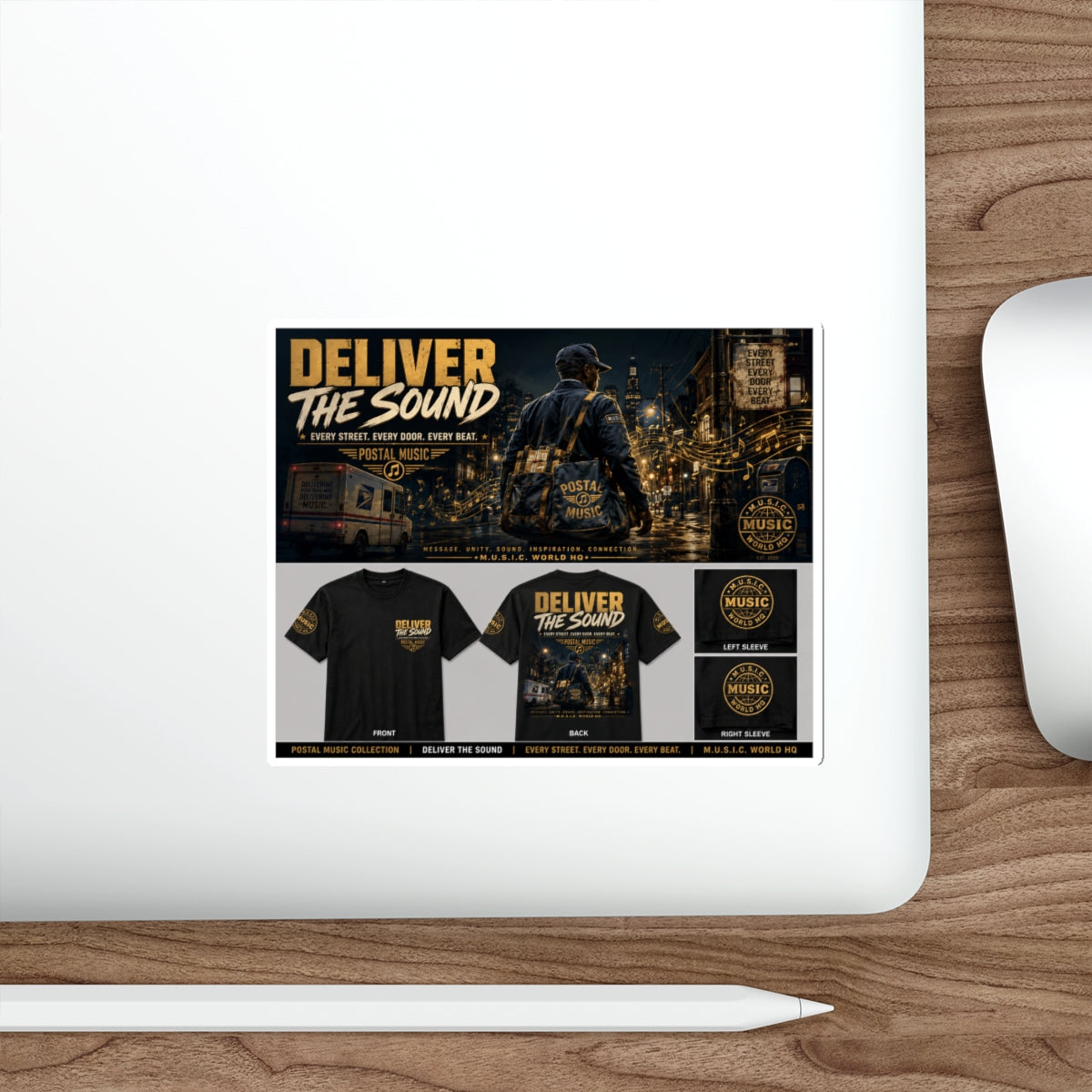 Postal Music — Deliver the Sound — Die-Cut Sticker