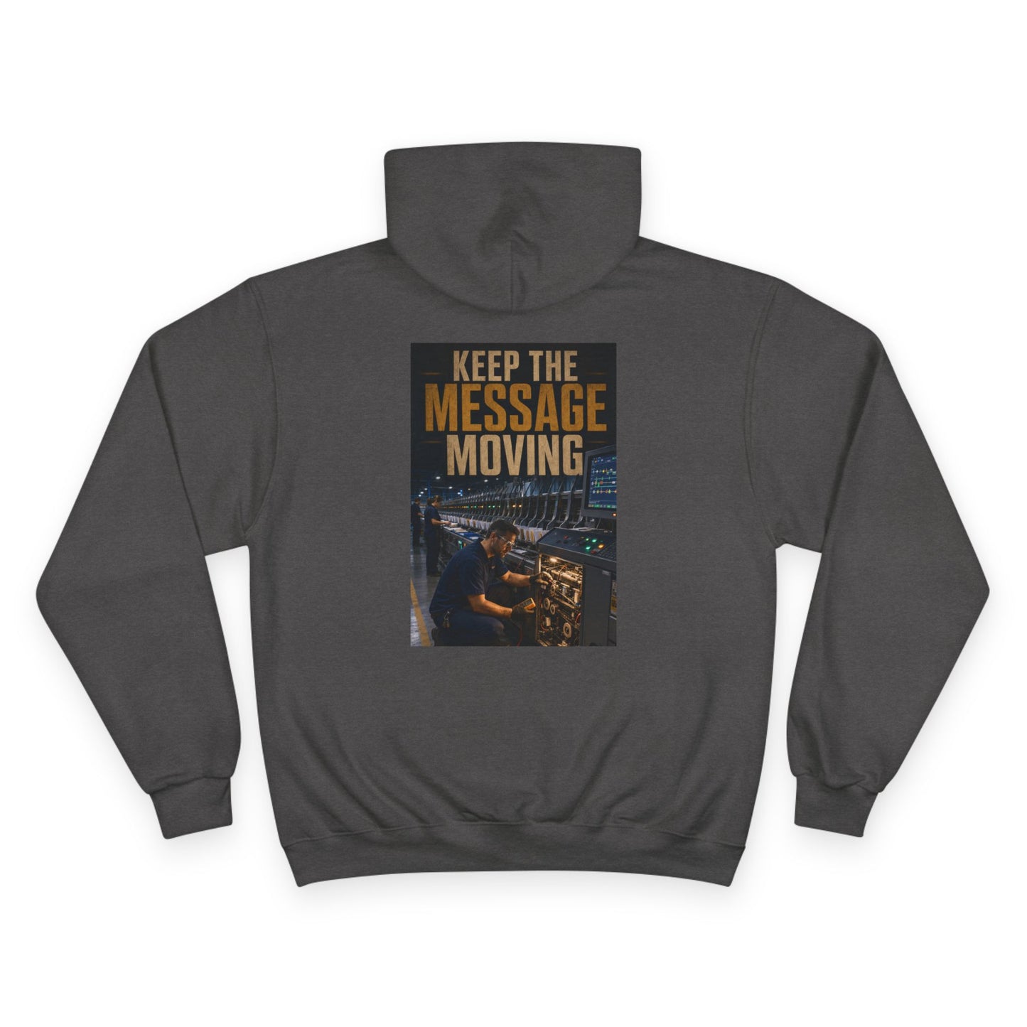 Postal Music — Keep the Message Moving — Champion Premium Hoodie