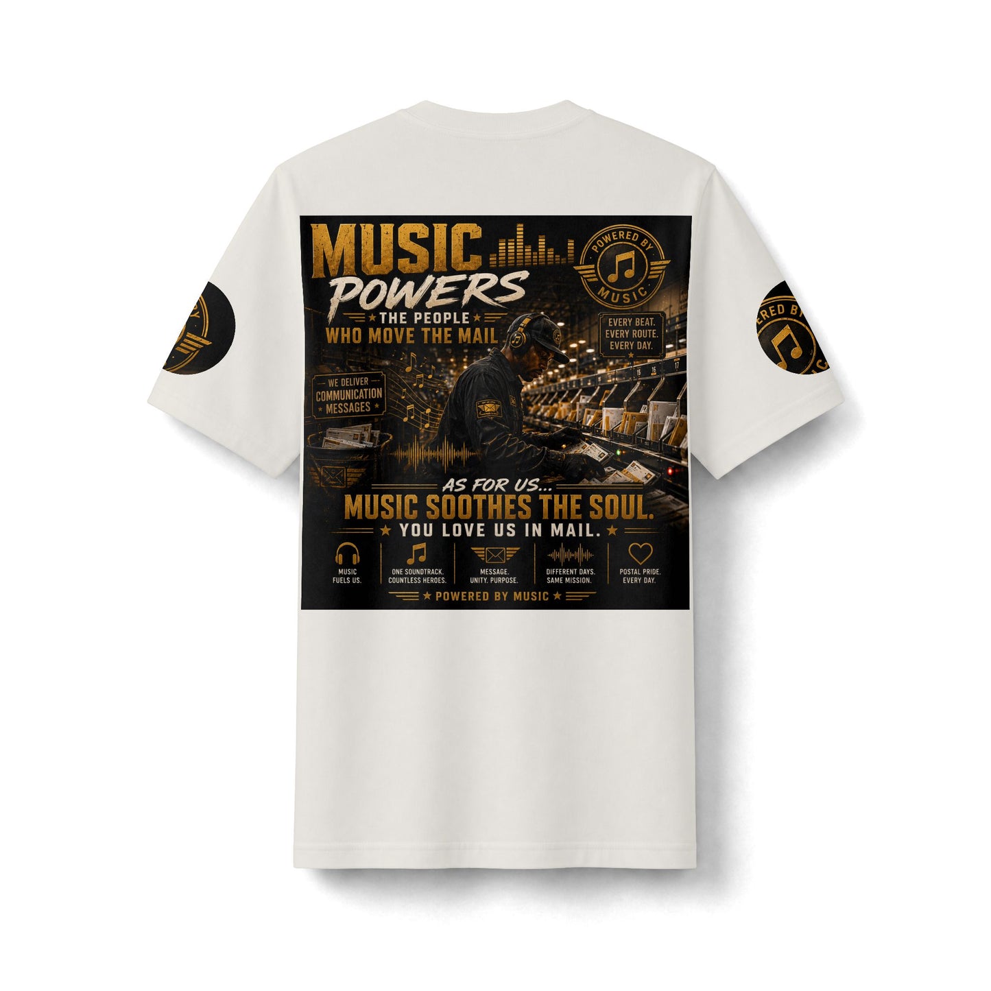 Postal Music — Music Powers the People — Heavyweight T-Shirt