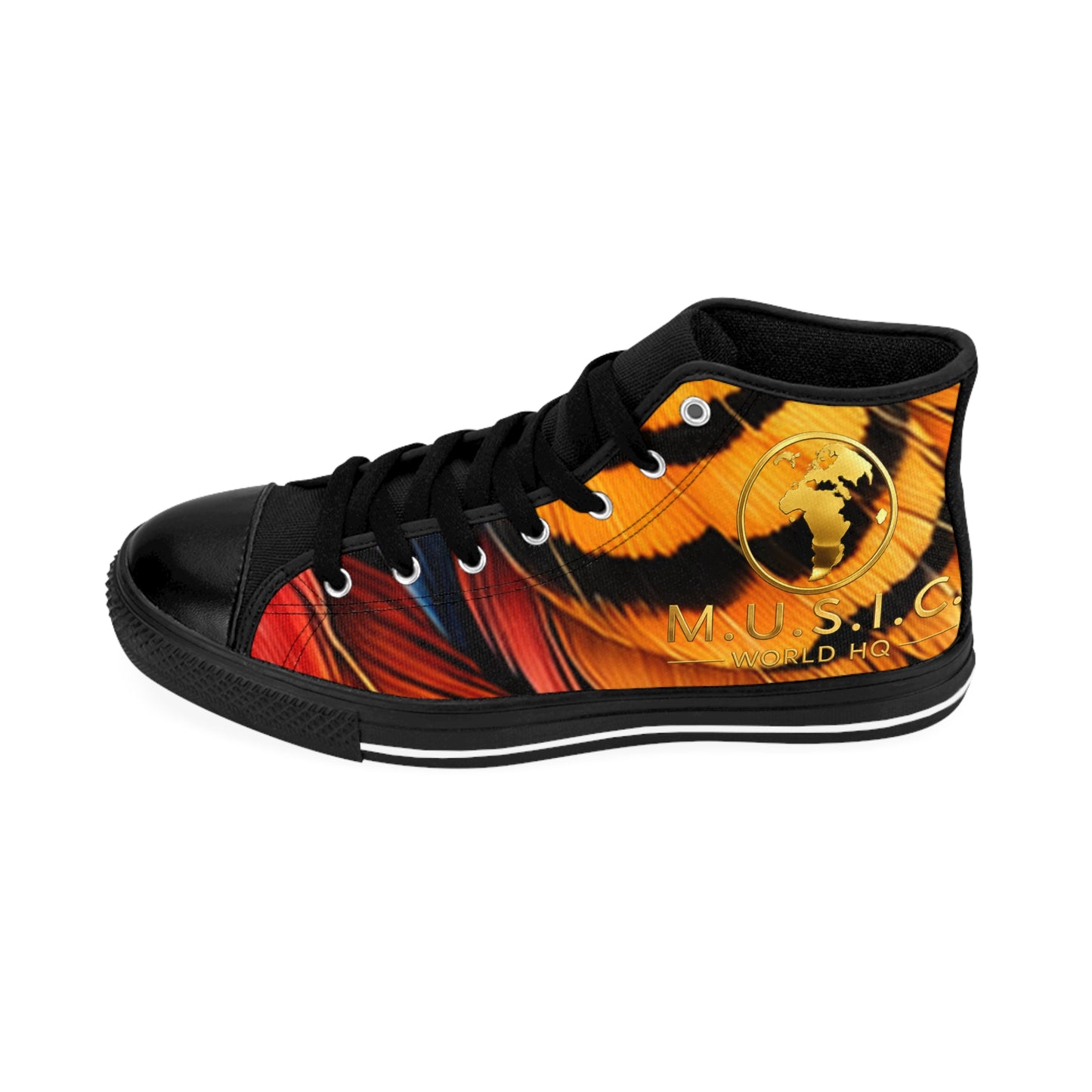 Wild by Design™ — Golden Pheasant Print High-Top Sneakers | Feathered Royalty