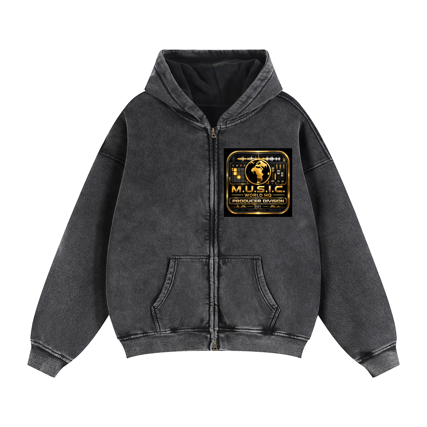 Zip-Through Boxy Fleece Hoodie