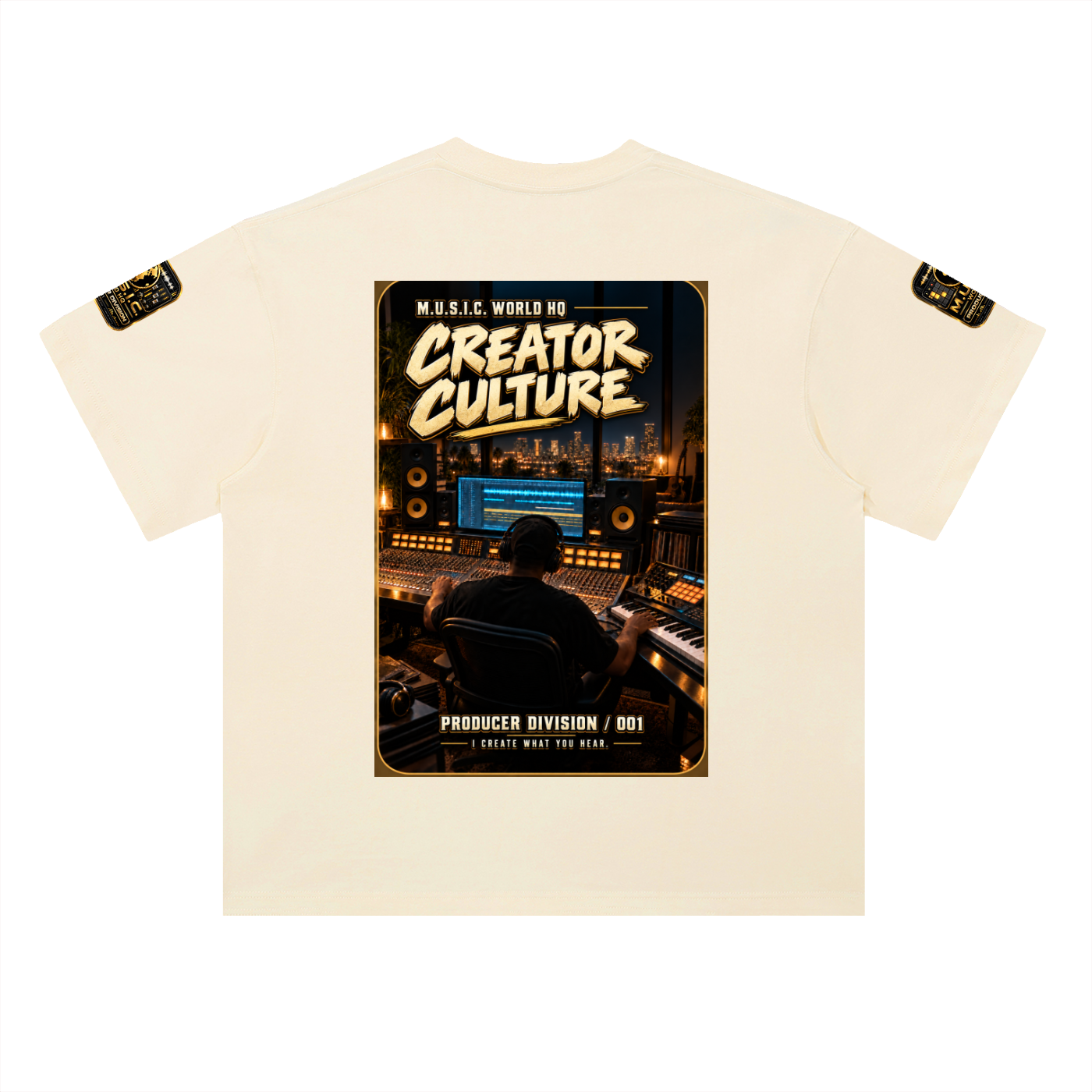 M.U.S.I.C. World HQ Creator Culture – Producer Division 001 Heavyweight Drop Shoulder Tee
