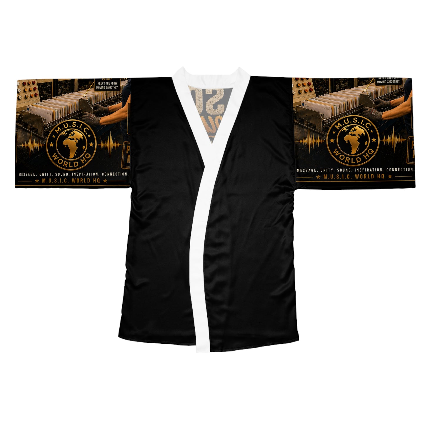 Postal Music — We Sort. You Count On It. — Long Sleeve Kimono Robe (AOP)