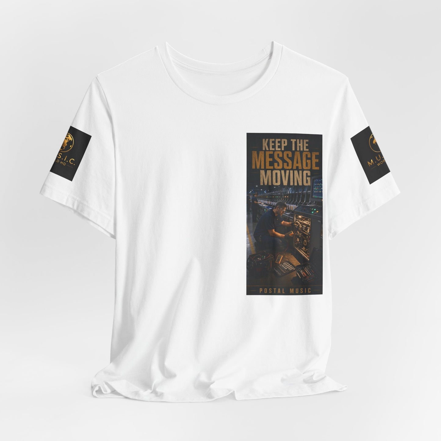 Postal Music — Keep the Message Moving — Premium Unisex T-Shirt
