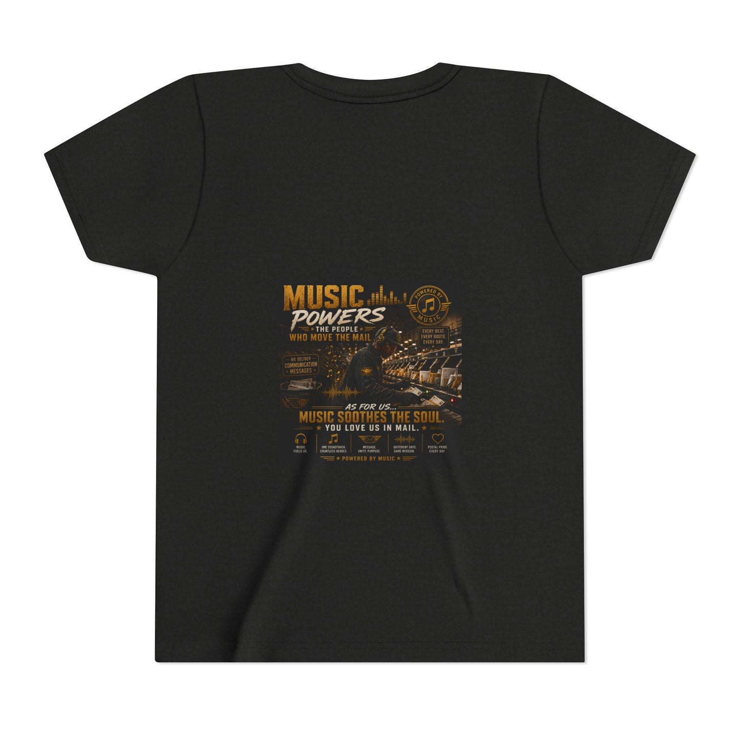 Postal Music — Music Powers the People — Youth T-Shirt