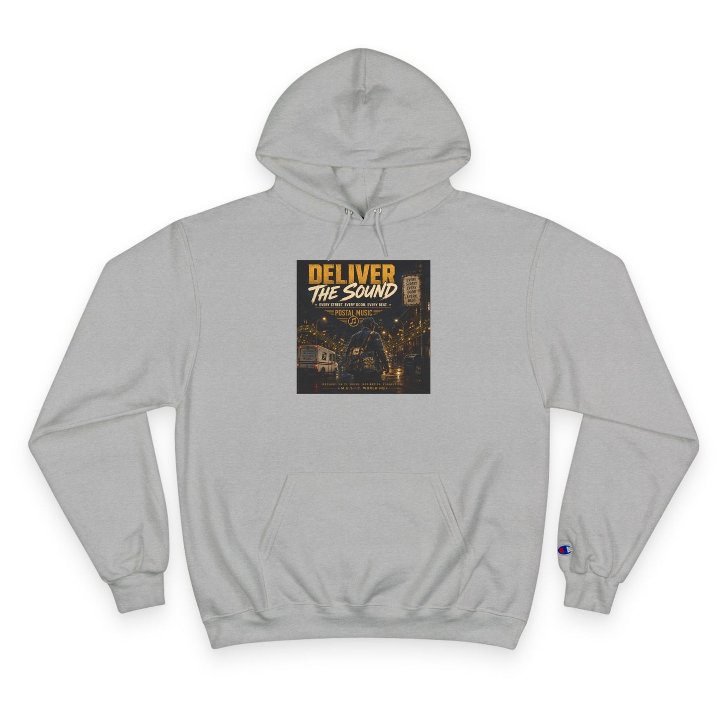 Postal Music — Deliver the Sound — Champion Premium Hoodie