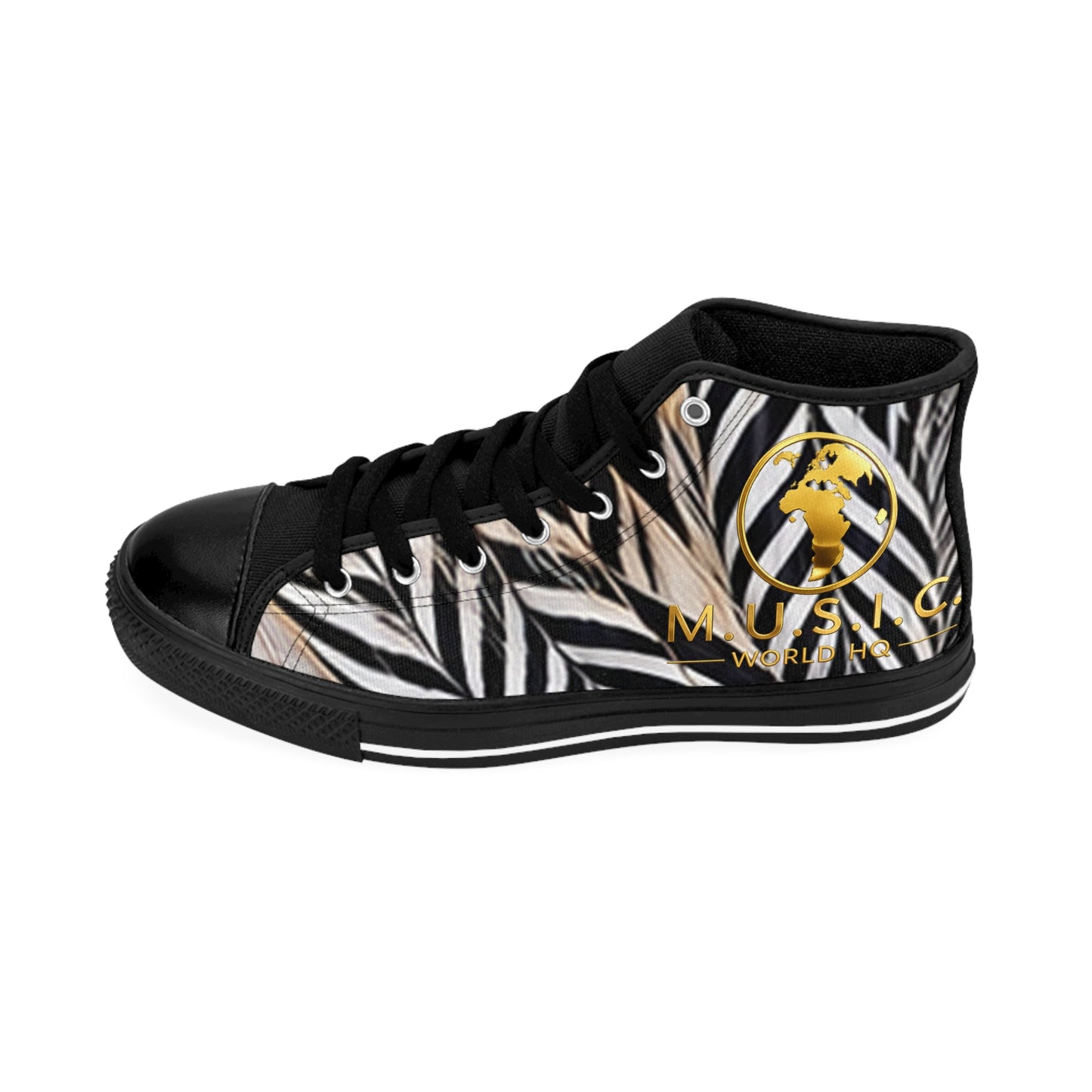 Wild by Design™ — Silver Pheasant Print High-Top Sneakers | Feathered Royalty