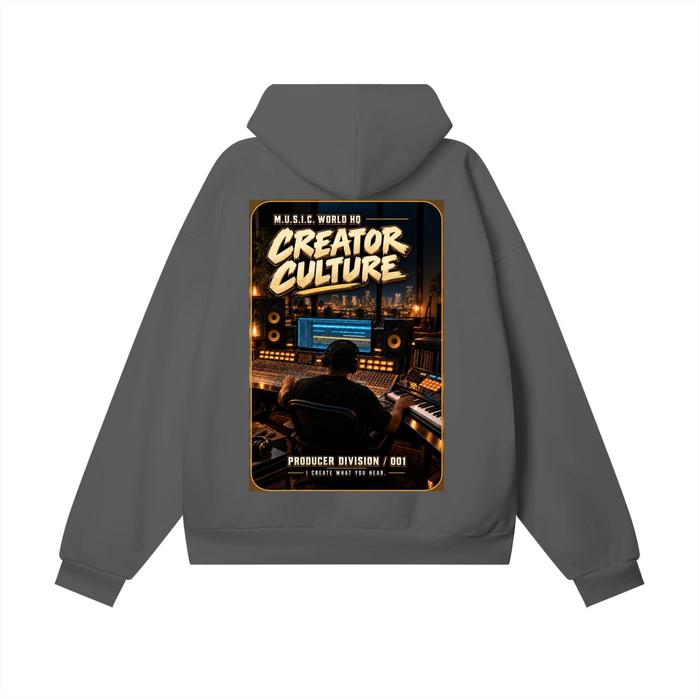 M.U.S.I.C. World HQ Creator Culture – Producer Division 001 Heavyweight Hidden Pocket Fleece Hoodie