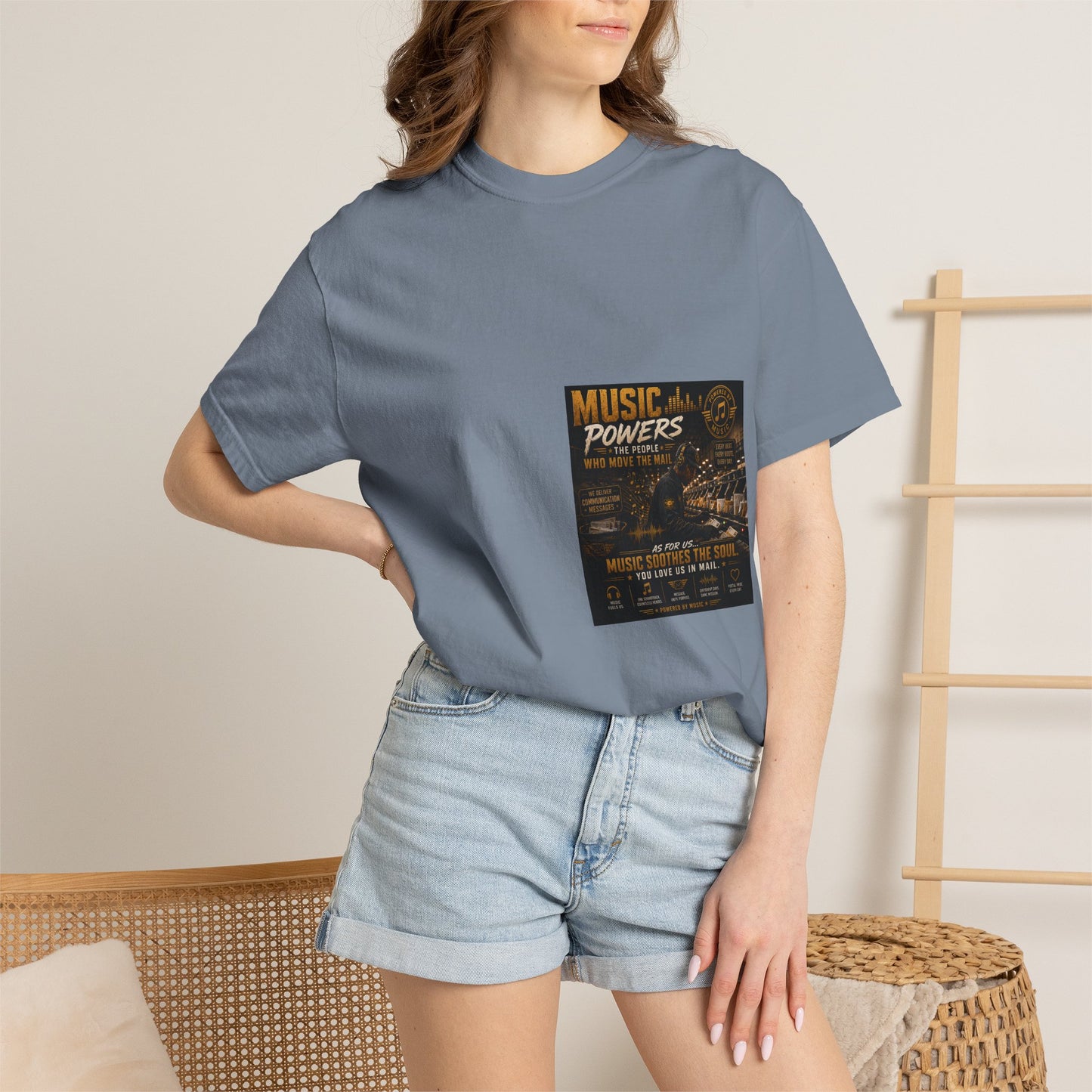 Postal Music — Music Powers the People — Garment-Dyed T-Shirt
