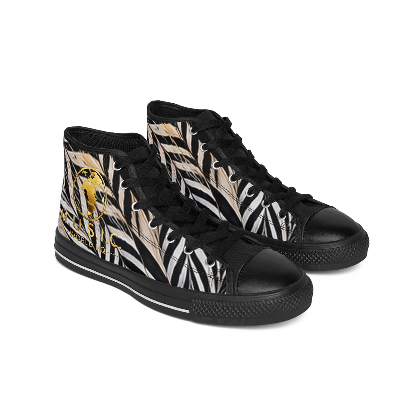 Wild by Design™ — Silver Pheasant Print High-Top Sneakers | Feathered Royalty