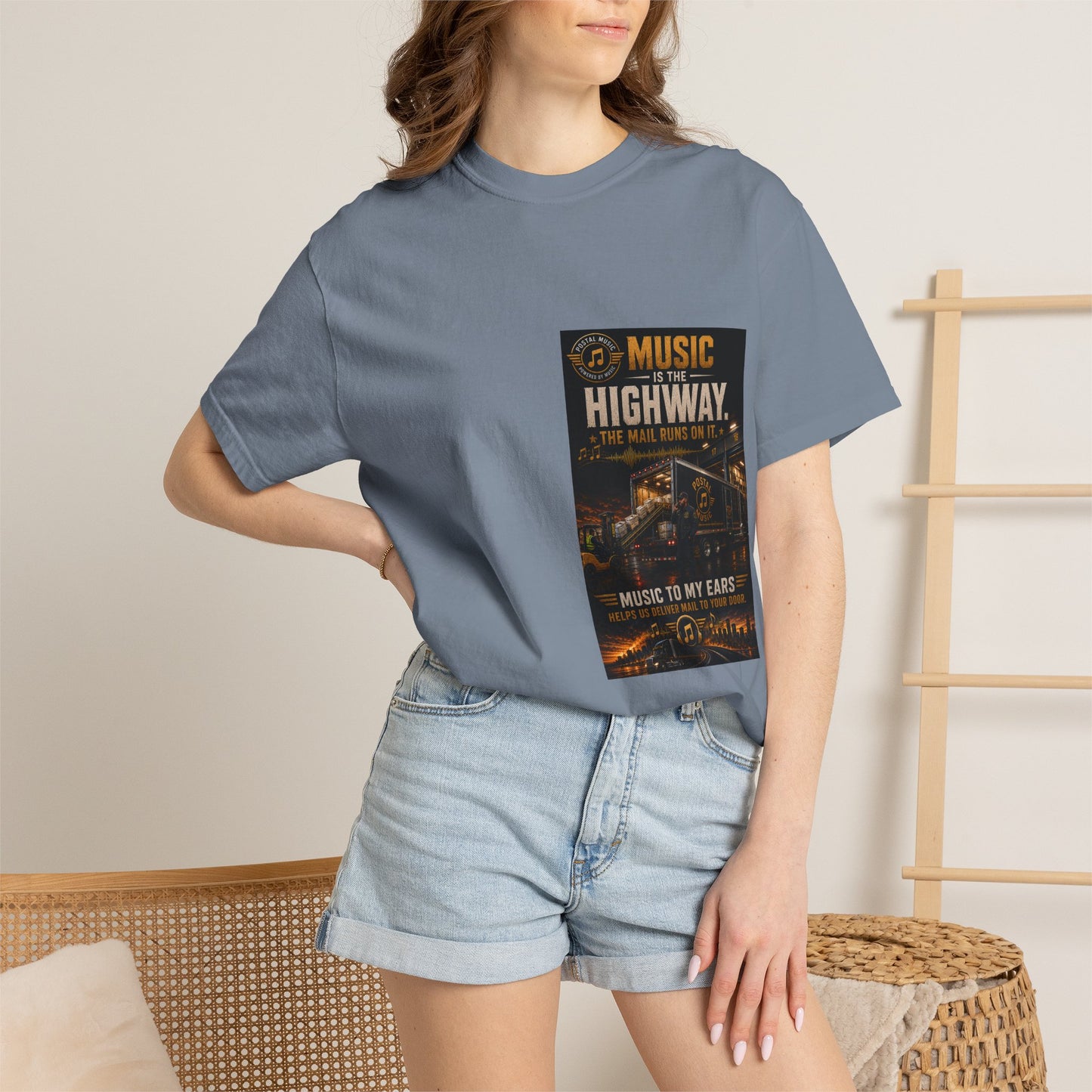 Postal Music — Music Is the Highway — Garment-Dyed T-Shirt