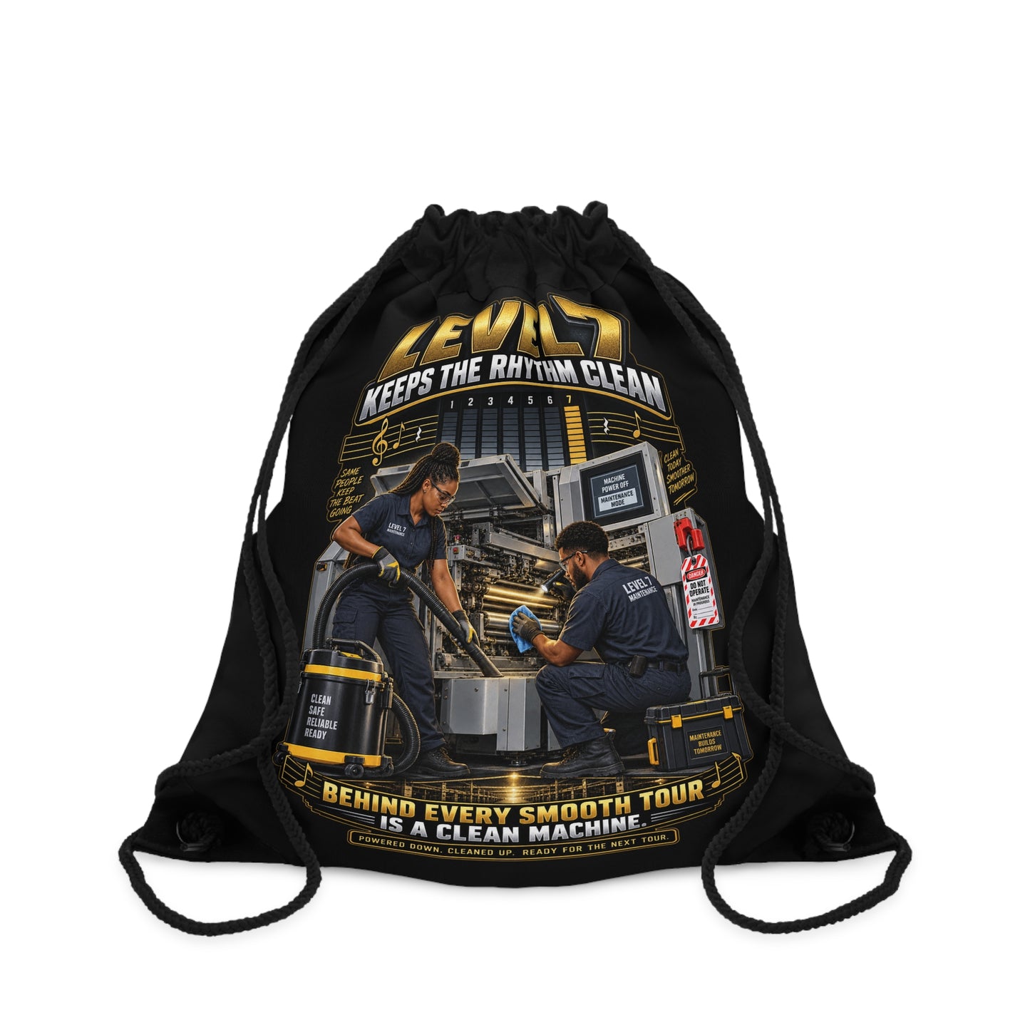 Postal Music - Level 7 Keeps the Rhythm Clean - Drawstring Backpack