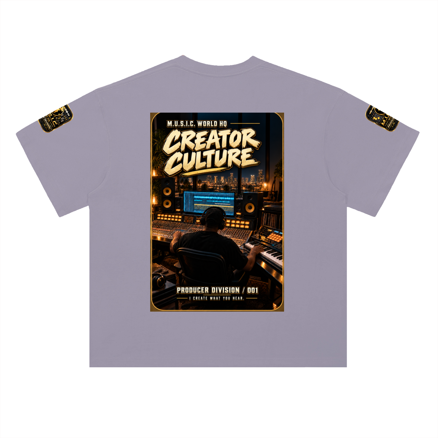M.U.S.I.C. World HQ Creator Culture – Producer Division 001 Heavyweight Drop Shoulder Tee