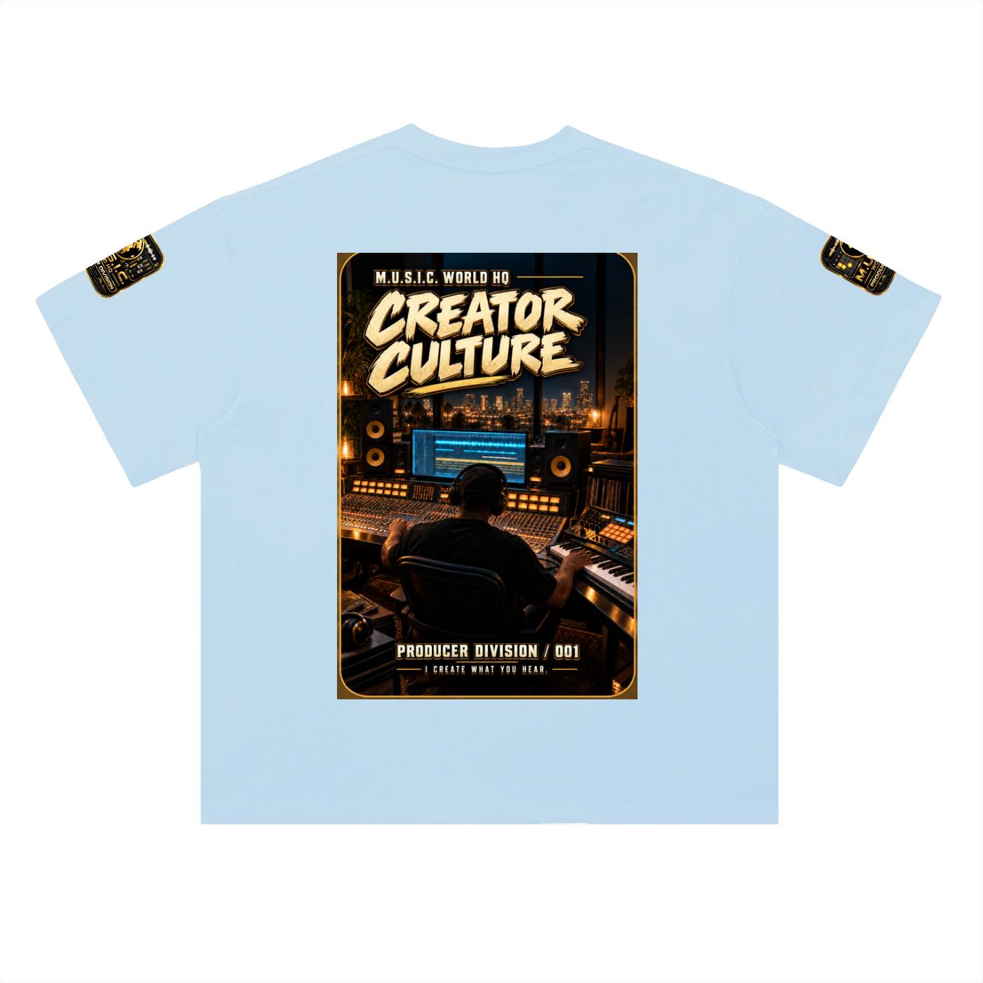 M.U.S.I.C. World HQ Creator Culture – Producer Division 001 Heavyweight Drop Shoulder Tee
