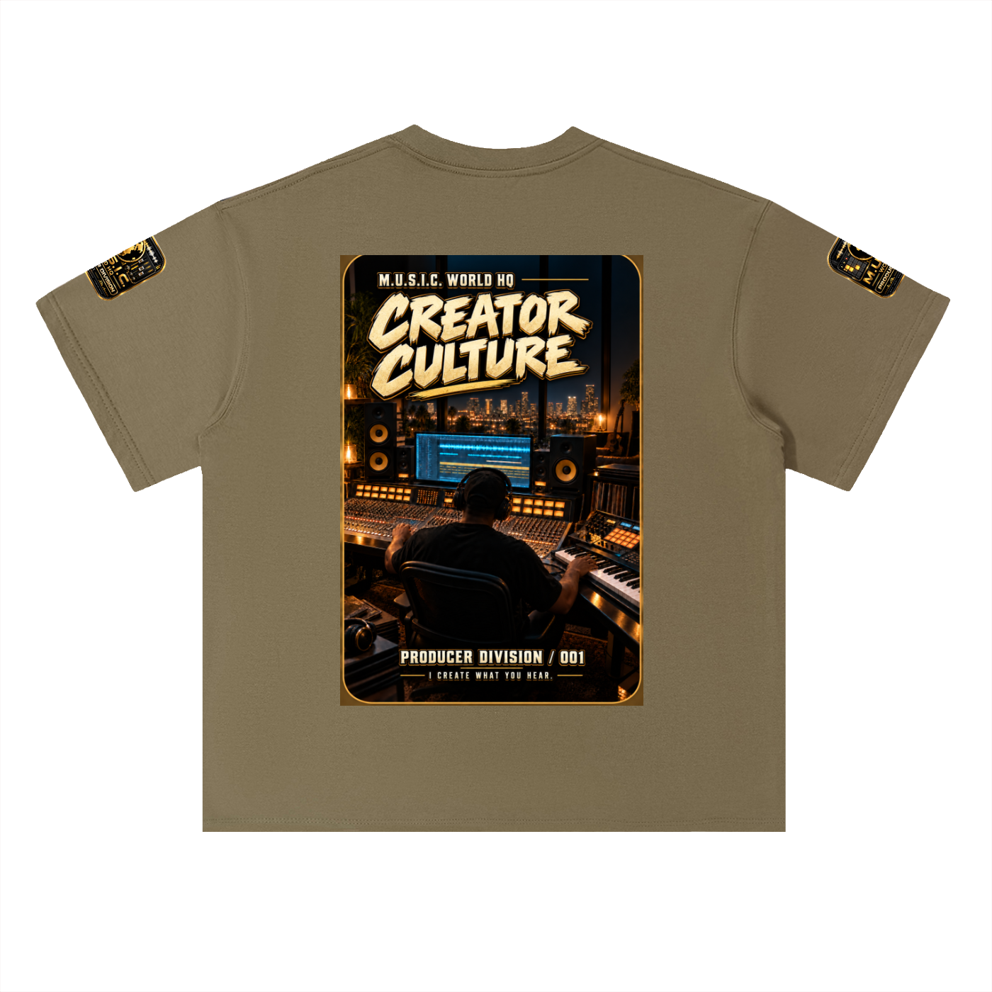 M.U.S.I.C. World HQ Creator Culture – Producer Division 001 Heavyweight Drop Shoulder Tee
