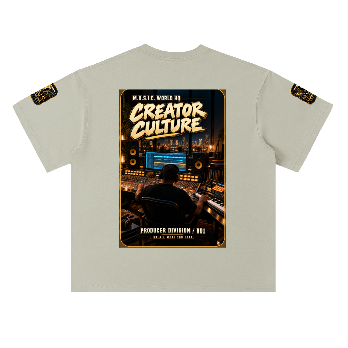 M.U.S.I.C. World HQ Creator Culture – Producer Division 001 Heavyweight Drop Shoulder Tee