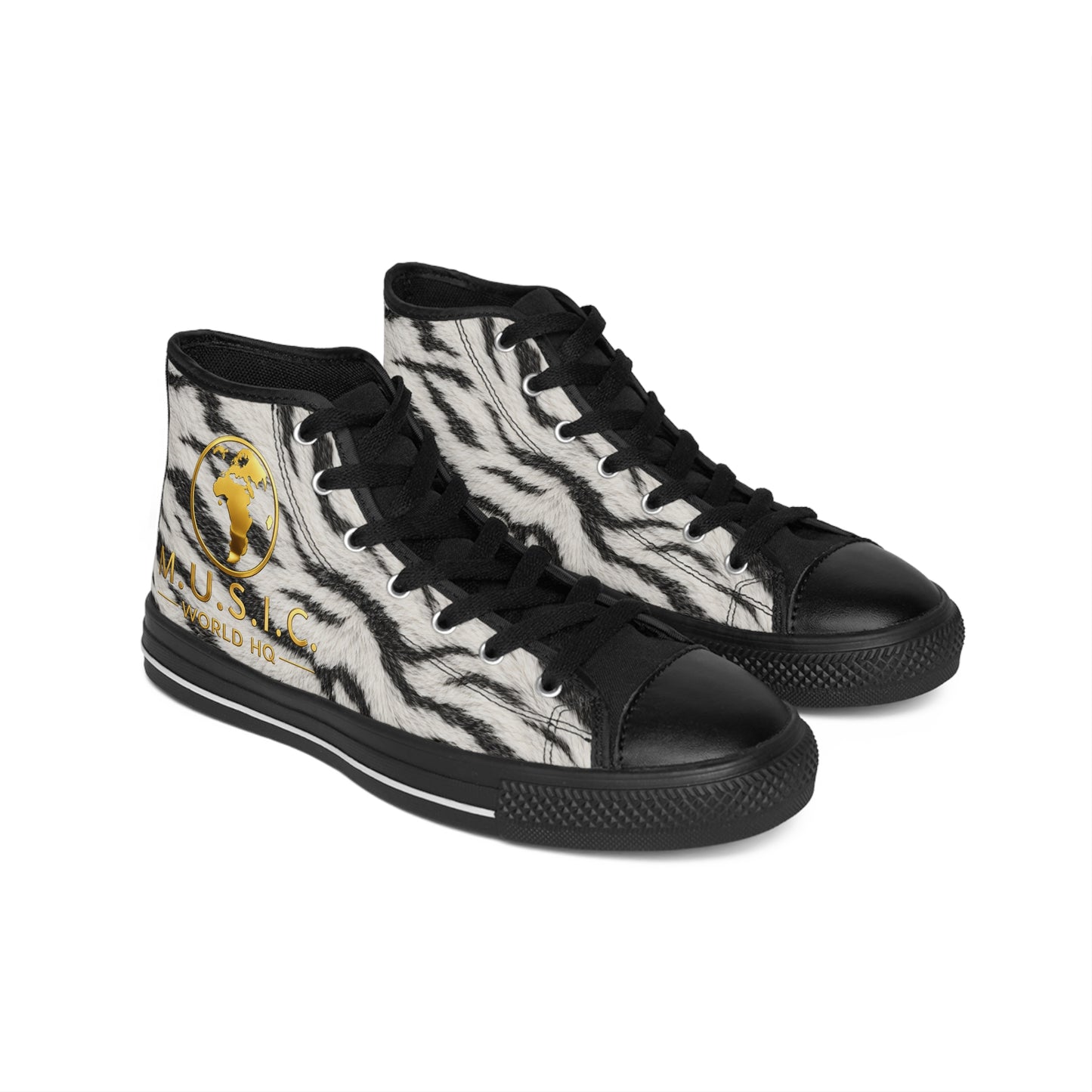 Wild by Design™ — White Tiger Print High-Top Sneakers | Big Cat Dynasty
