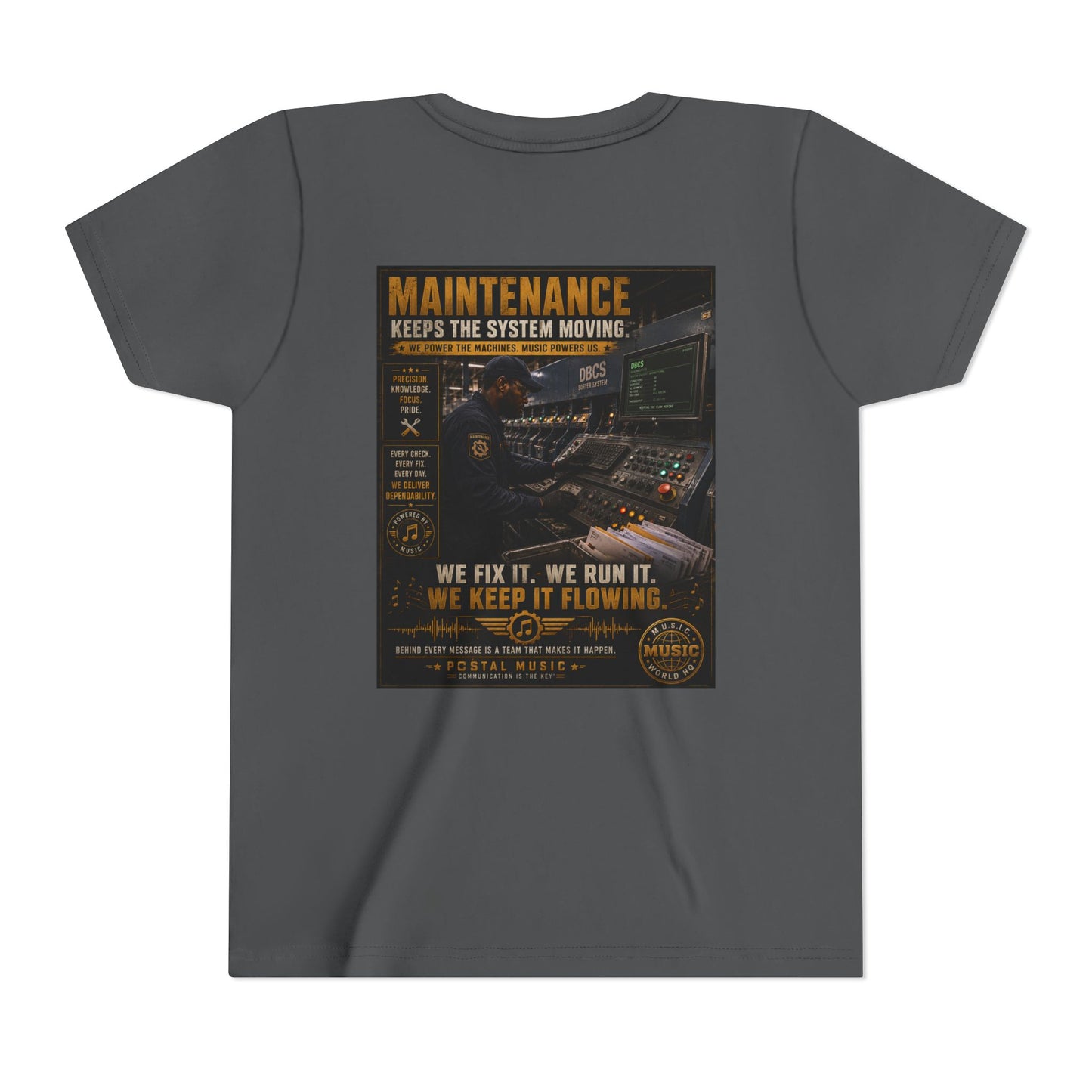Postal Music — Maintenance Keeps the System Moving — Youth T-Shirt