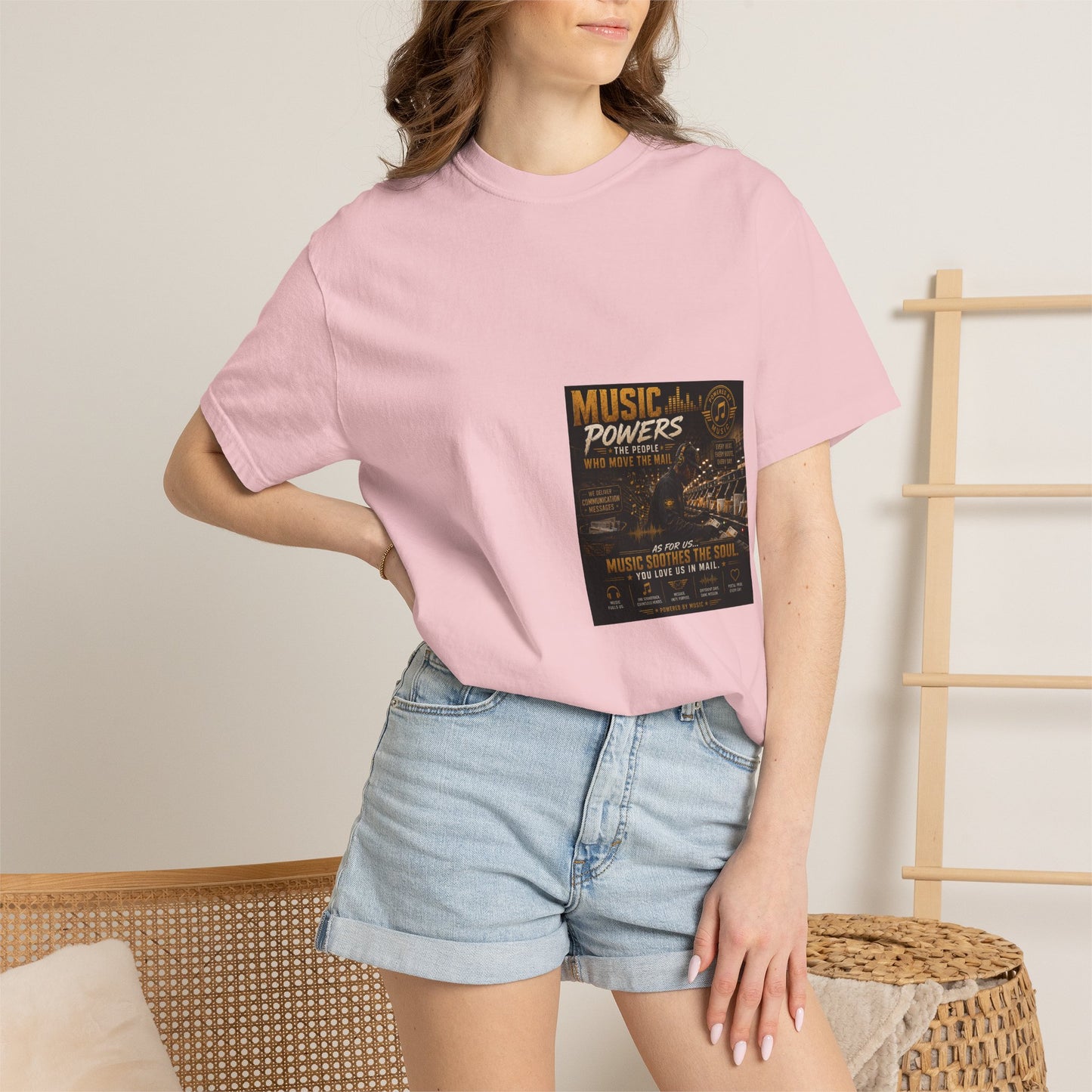 Postal Music — Music Powers the People — Garment-Dyed T-Shirt