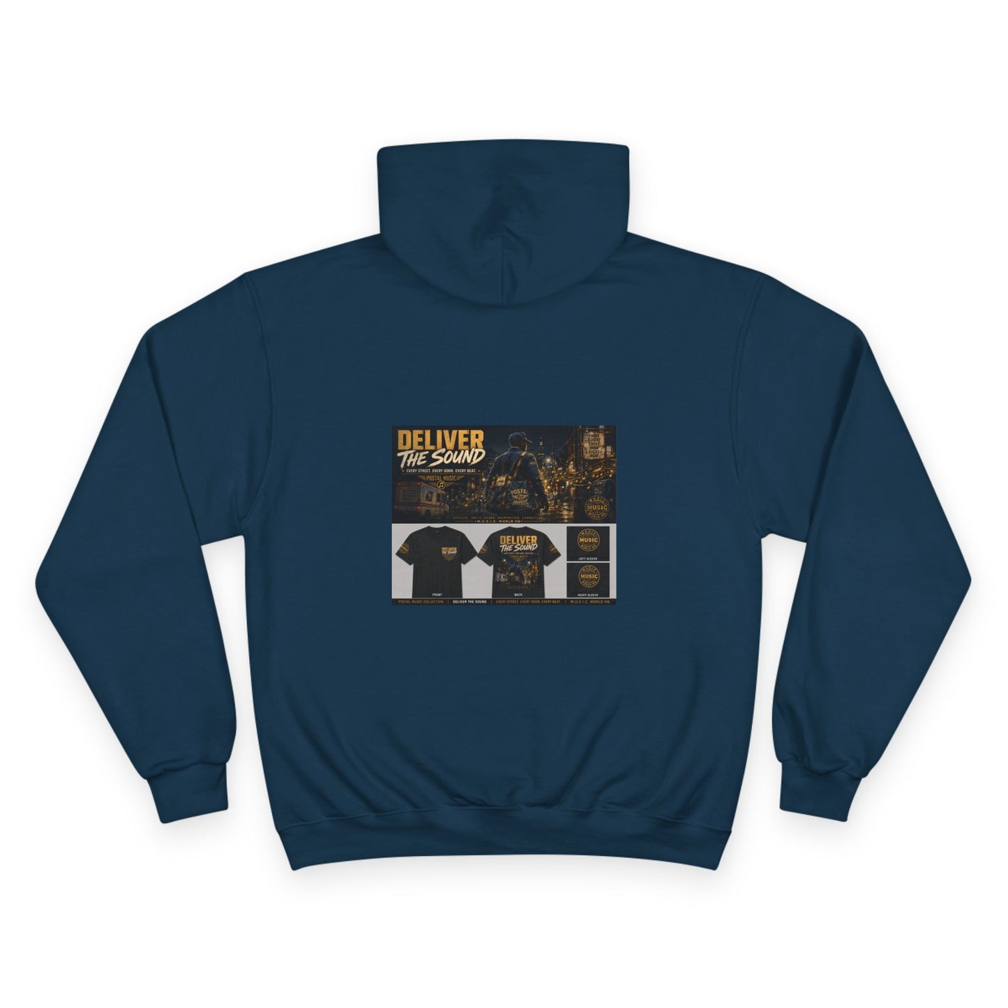 Postal Music — Deliver the Sound — Champion Premium Hoodie