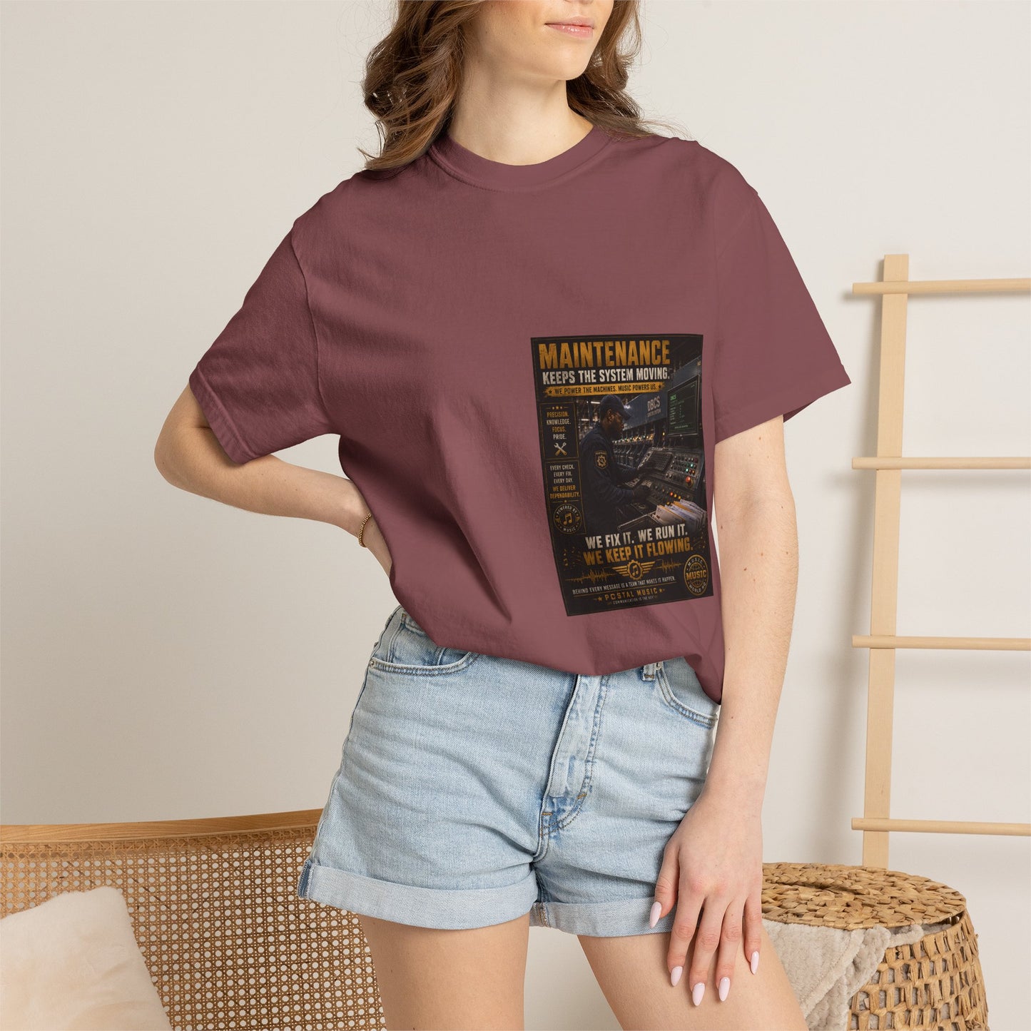 Postal Music — Maintenance Keeps the System Moving — Garment-Dyed T-Shirt