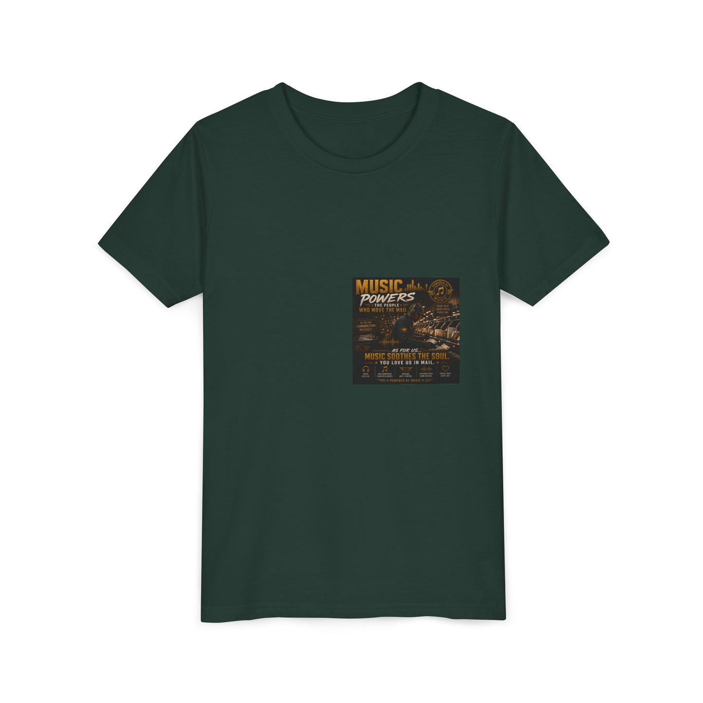 Postal Music — Music Powers the People — Youth T-Shirt