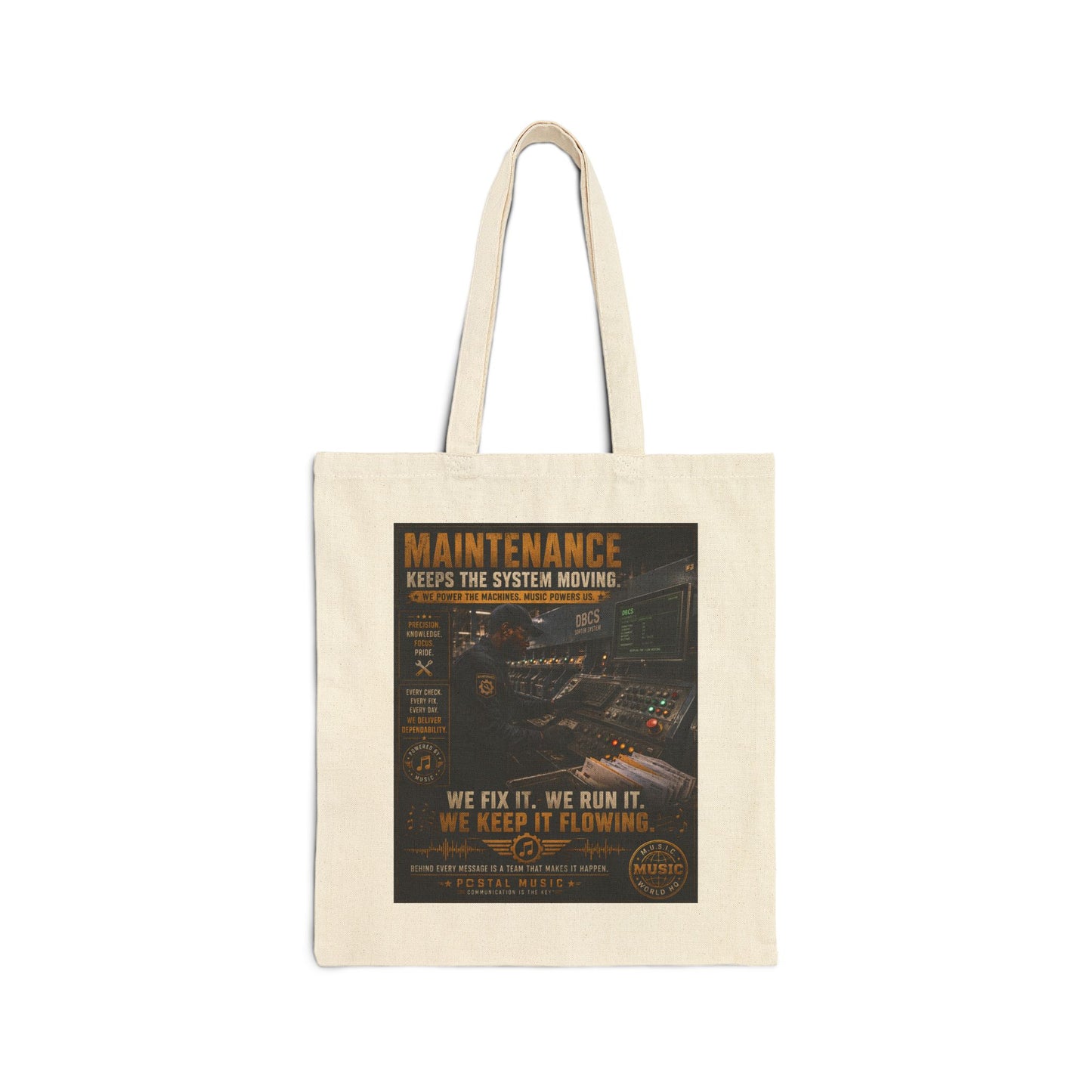 Postal Music — Maintenance Keeps the System Moving — Canvas Tote