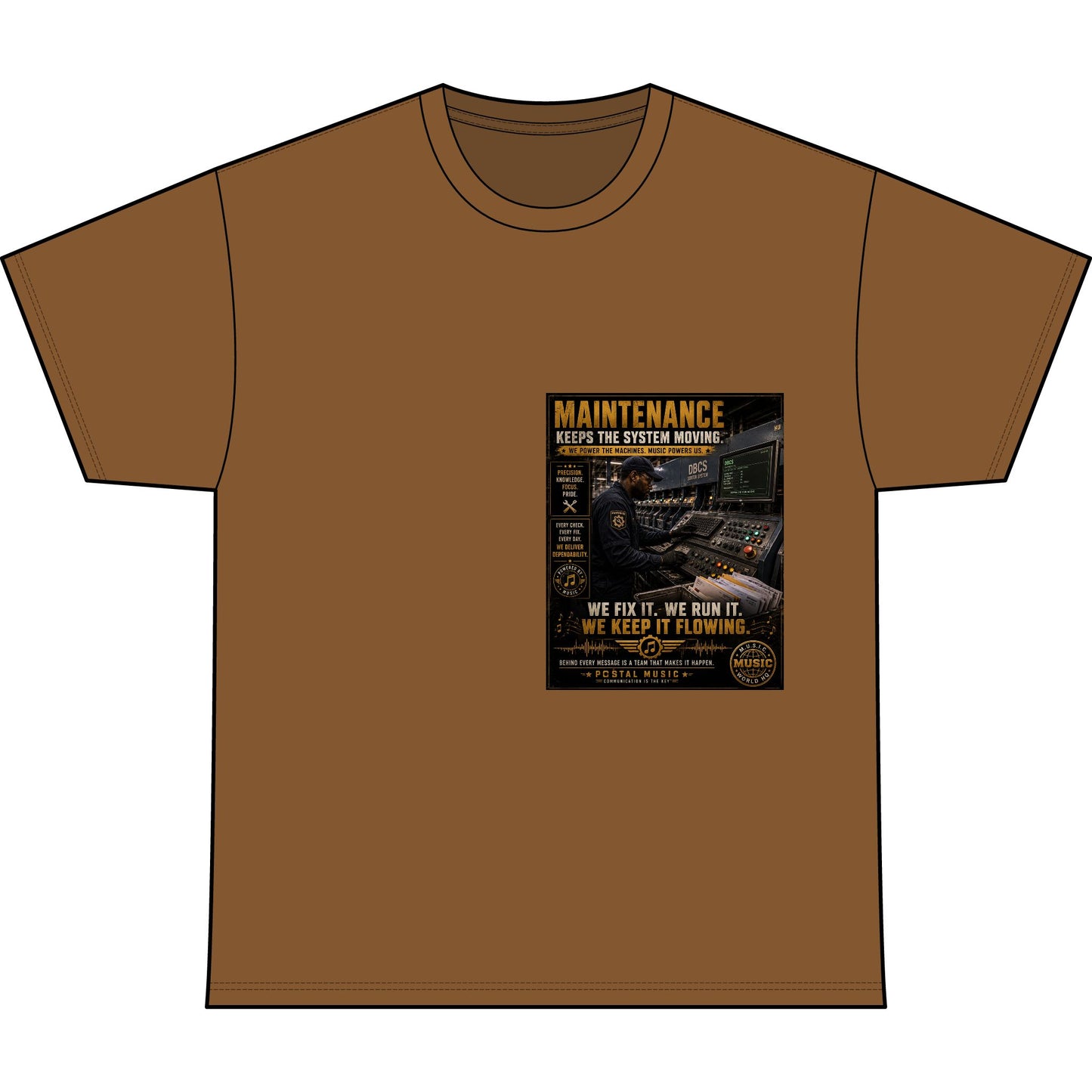 Postal Music — Maintenance Keeps the System Moving — Heavyweight T-Shirt