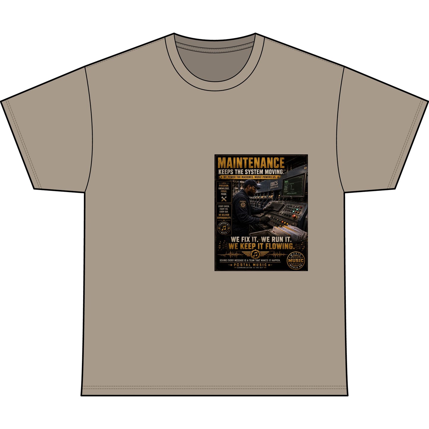 Postal Music — Maintenance Keeps the System Moving — Heavyweight T-Shirt