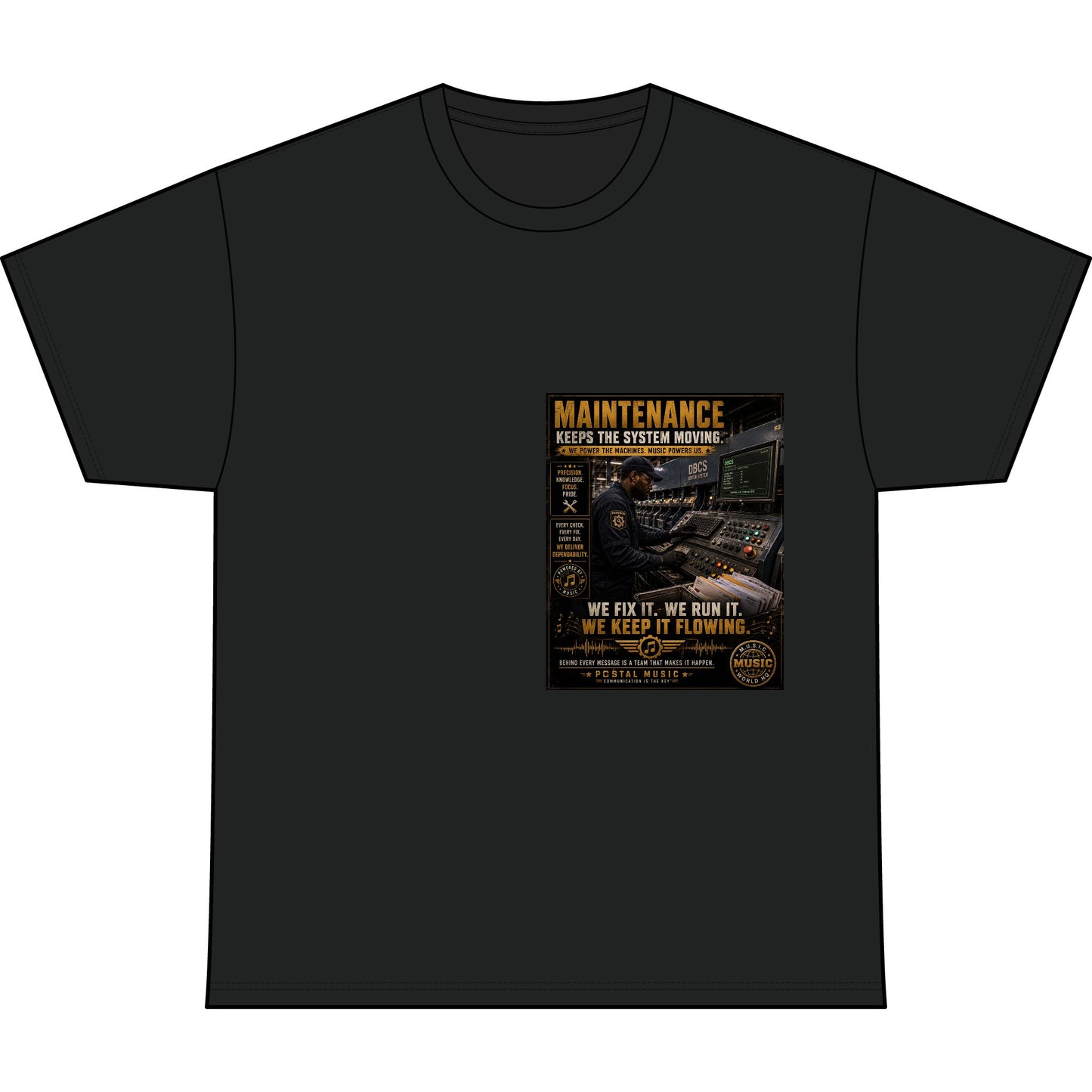 Postal Music — Maintenance Keeps the System Moving — Heavyweight T-Shirt