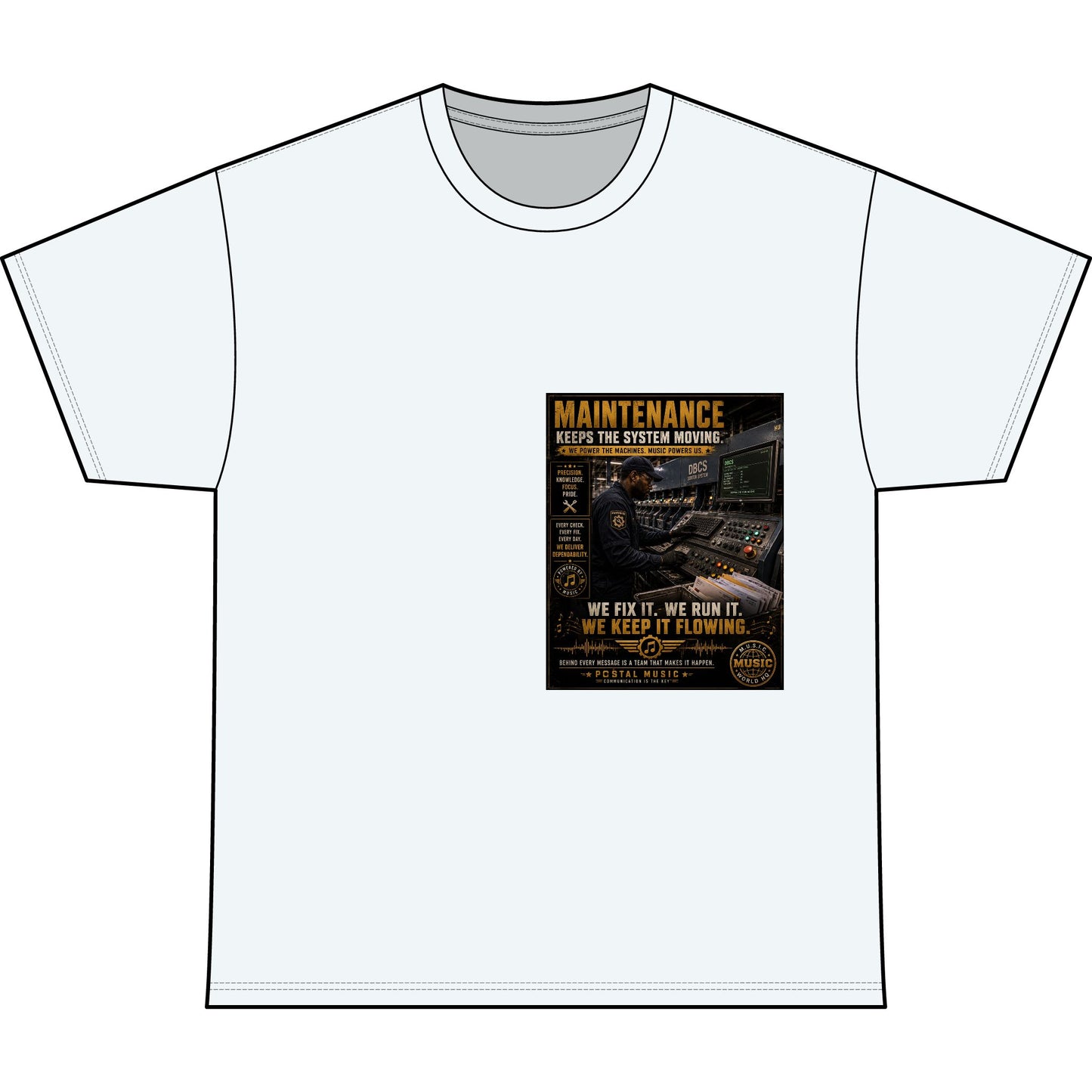Postal Music — Maintenance Keeps the System Moving — Heavyweight T-Shirt