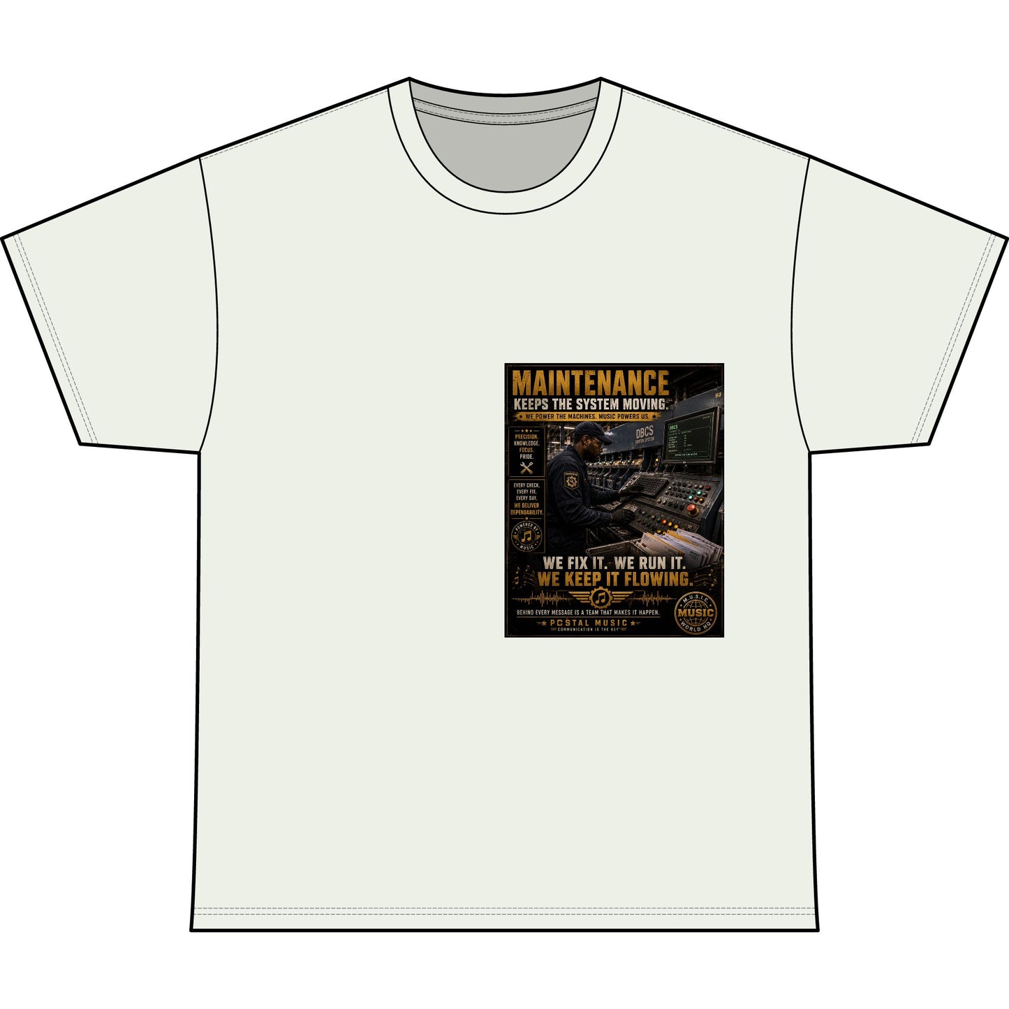 Postal Music — Maintenance Keeps the System Moving — Heavyweight T-Shirt