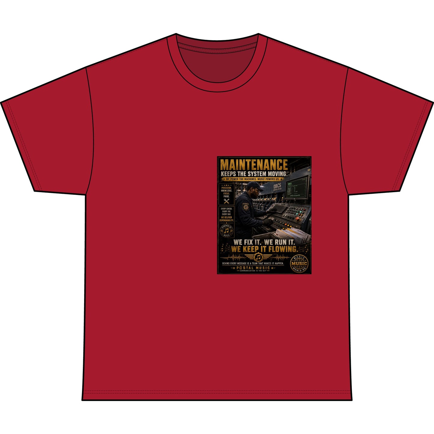 Postal Music — Maintenance Keeps the System Moving — Heavyweight T-Shirt
