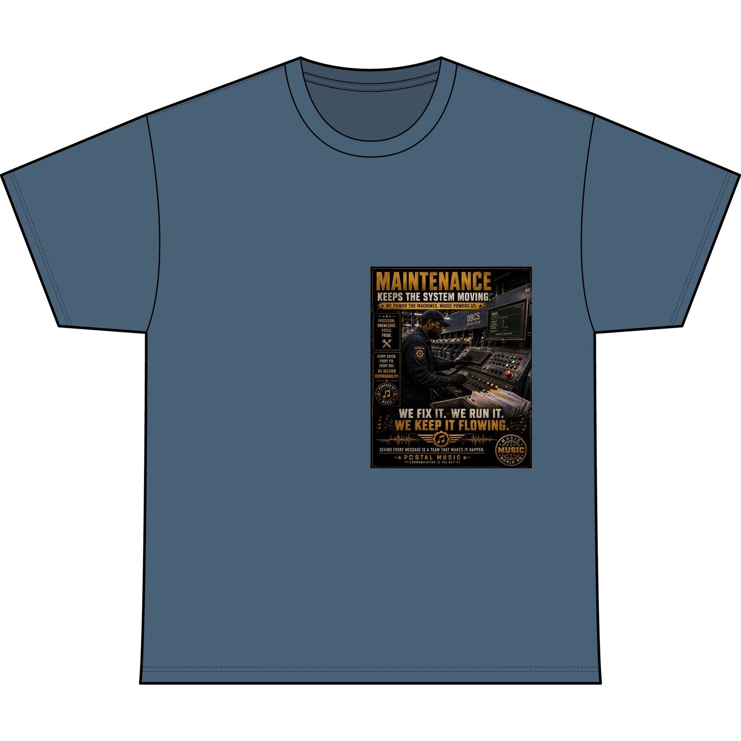 Postal Music — Maintenance Keeps the System Moving — Heavyweight T-Shirt
