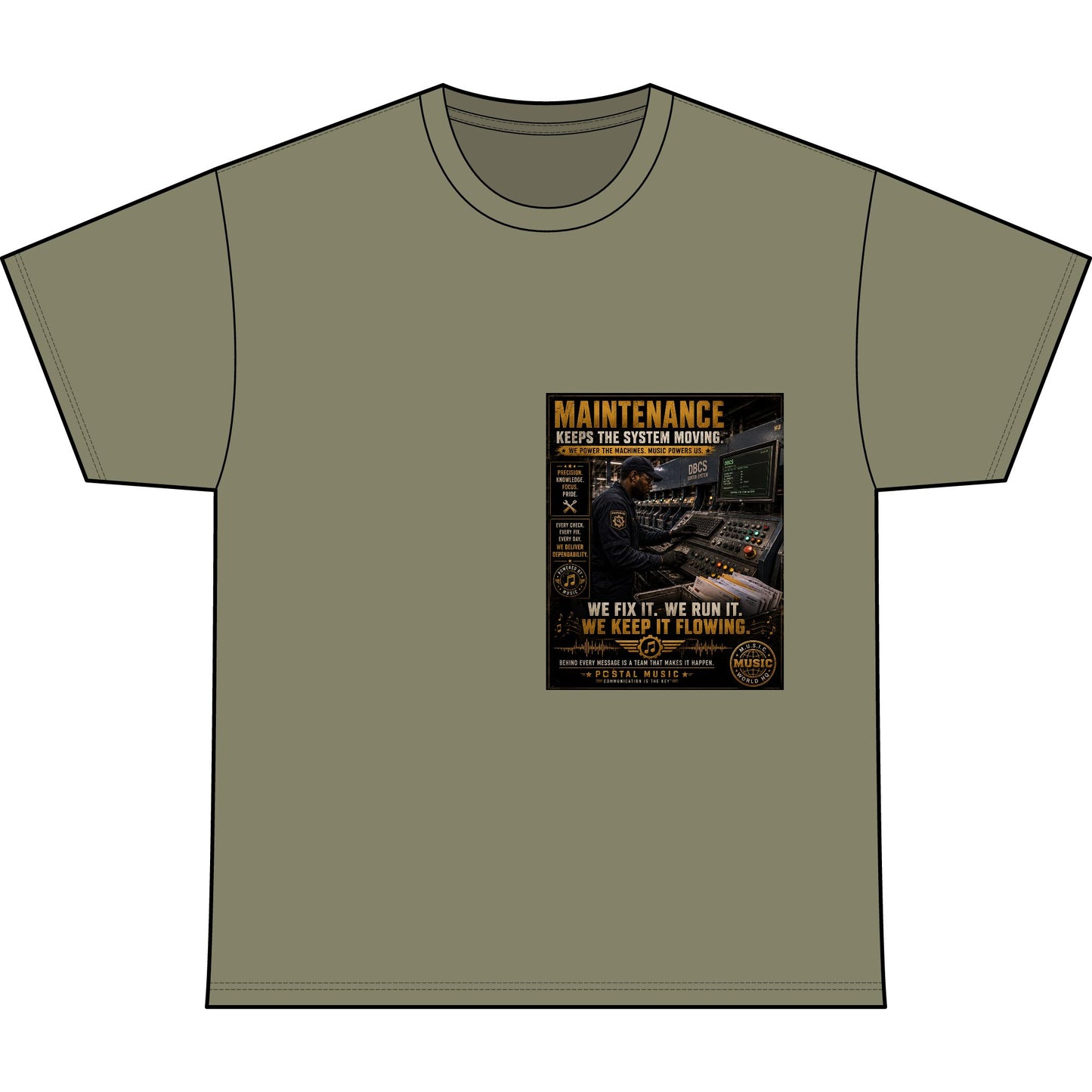 Postal Music — Maintenance Keeps the System Moving — Heavyweight T-Shirt