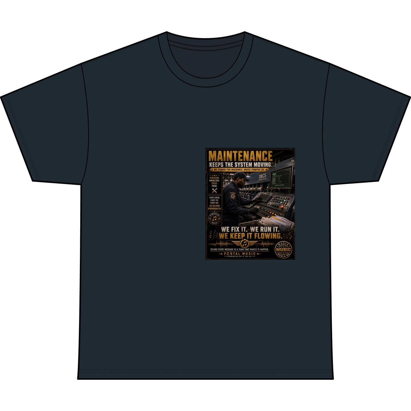 Postal Music — Maintenance Keeps the System Moving — Heavyweight T-Shirt