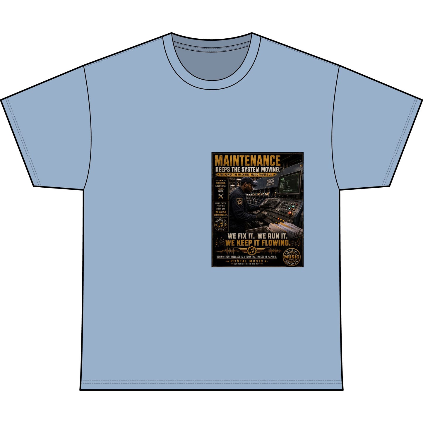 Postal Music — Maintenance Keeps the System Moving — Heavyweight T-Shirt