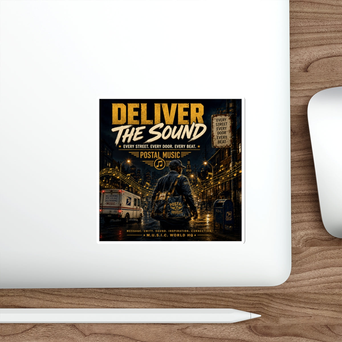 Postal Music — Deliver the Sound — Die-Cut Sticker